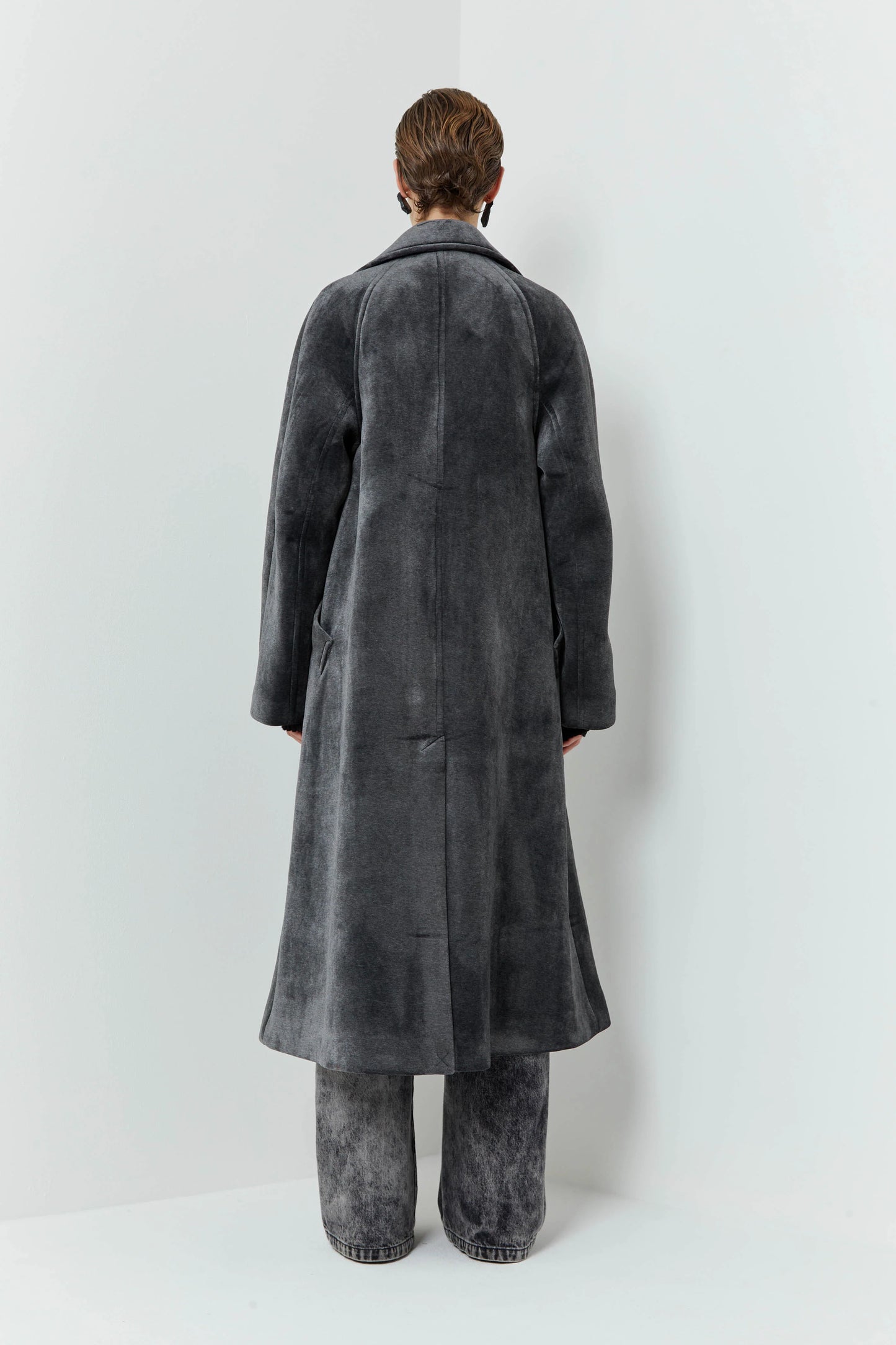 Chiran, Midnight, Oversized Double Breasted Trench Coat 