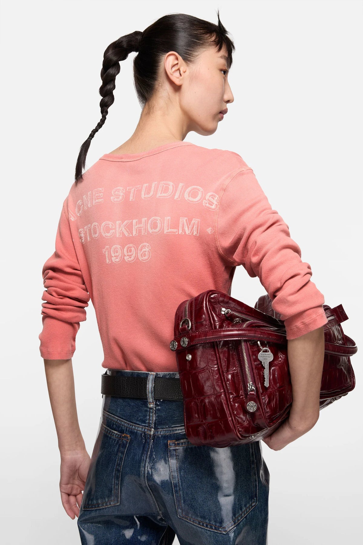 Acne Studios, Logo, Red, Langarm-Shirt