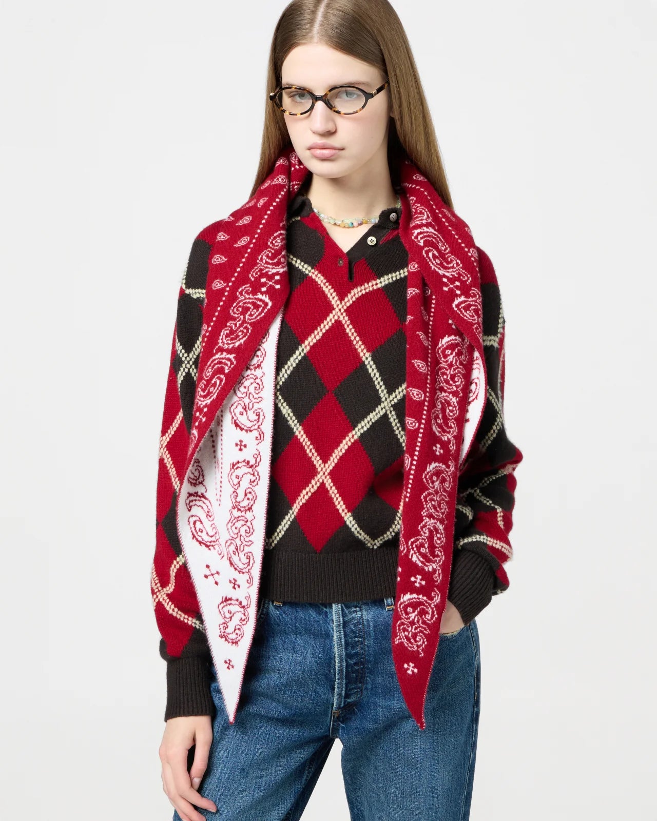 Collegiate Argyle Polo, Burnt Cocoa Combo, Pullover