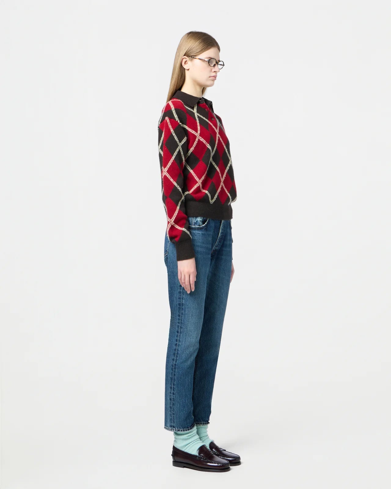 Collegiate Argyle Polo, Burnt Cocoa Combo, Pullover