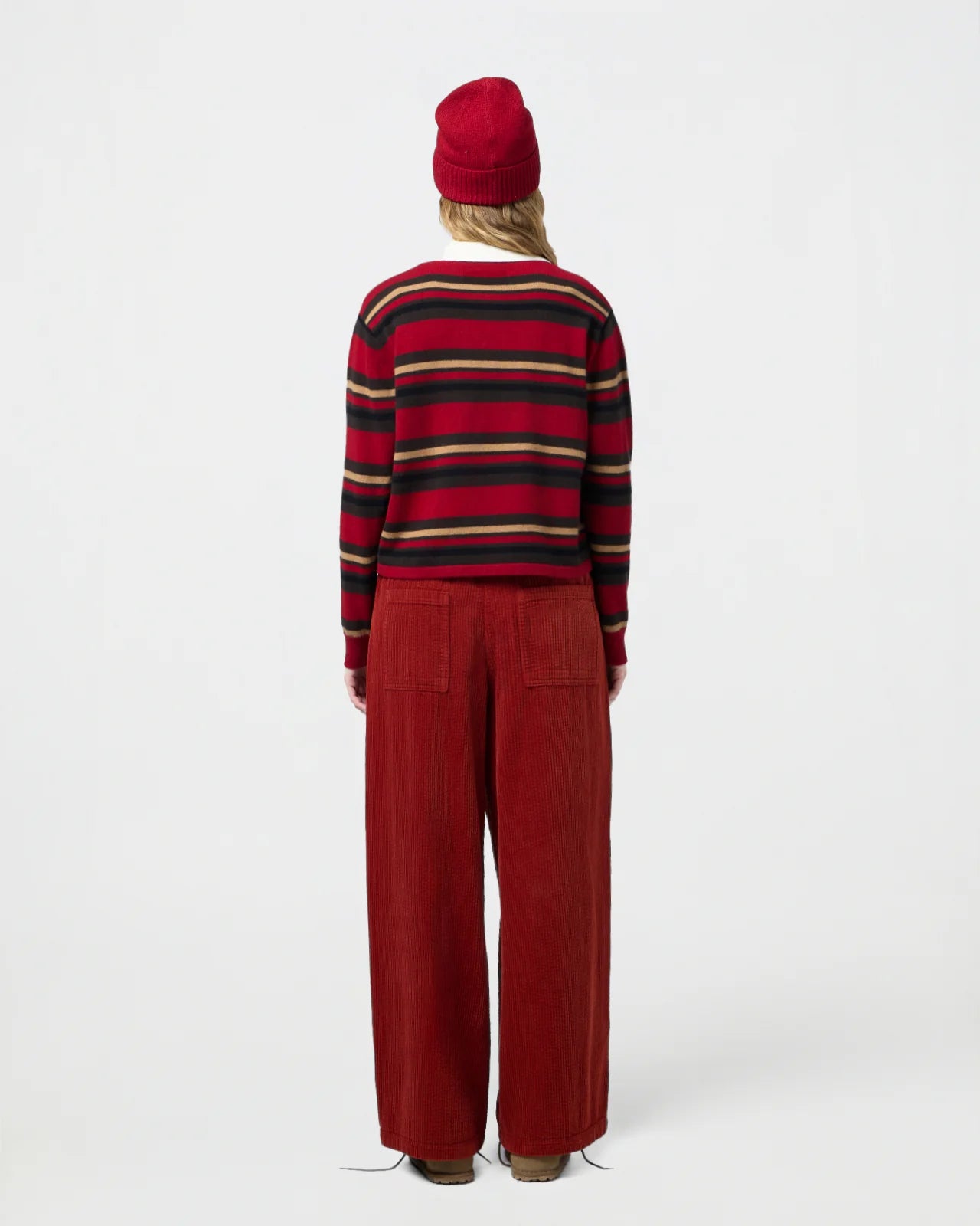 Cropped Stripe Rugby, Ruby Combo, Polo-Shirt