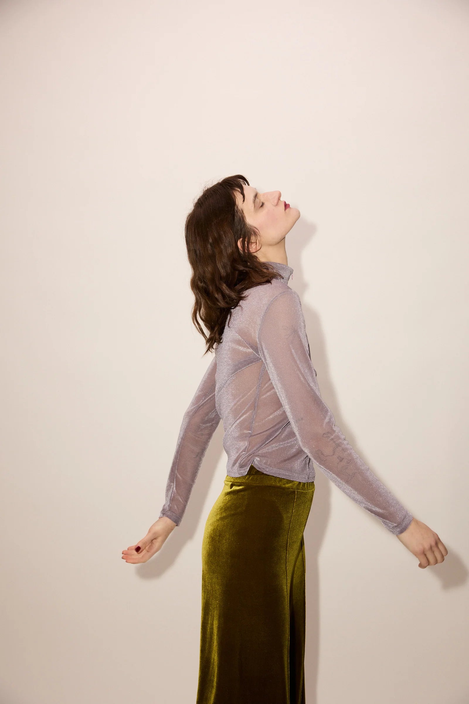 Mesh Velvet, Mauve, Langarm-Shirt