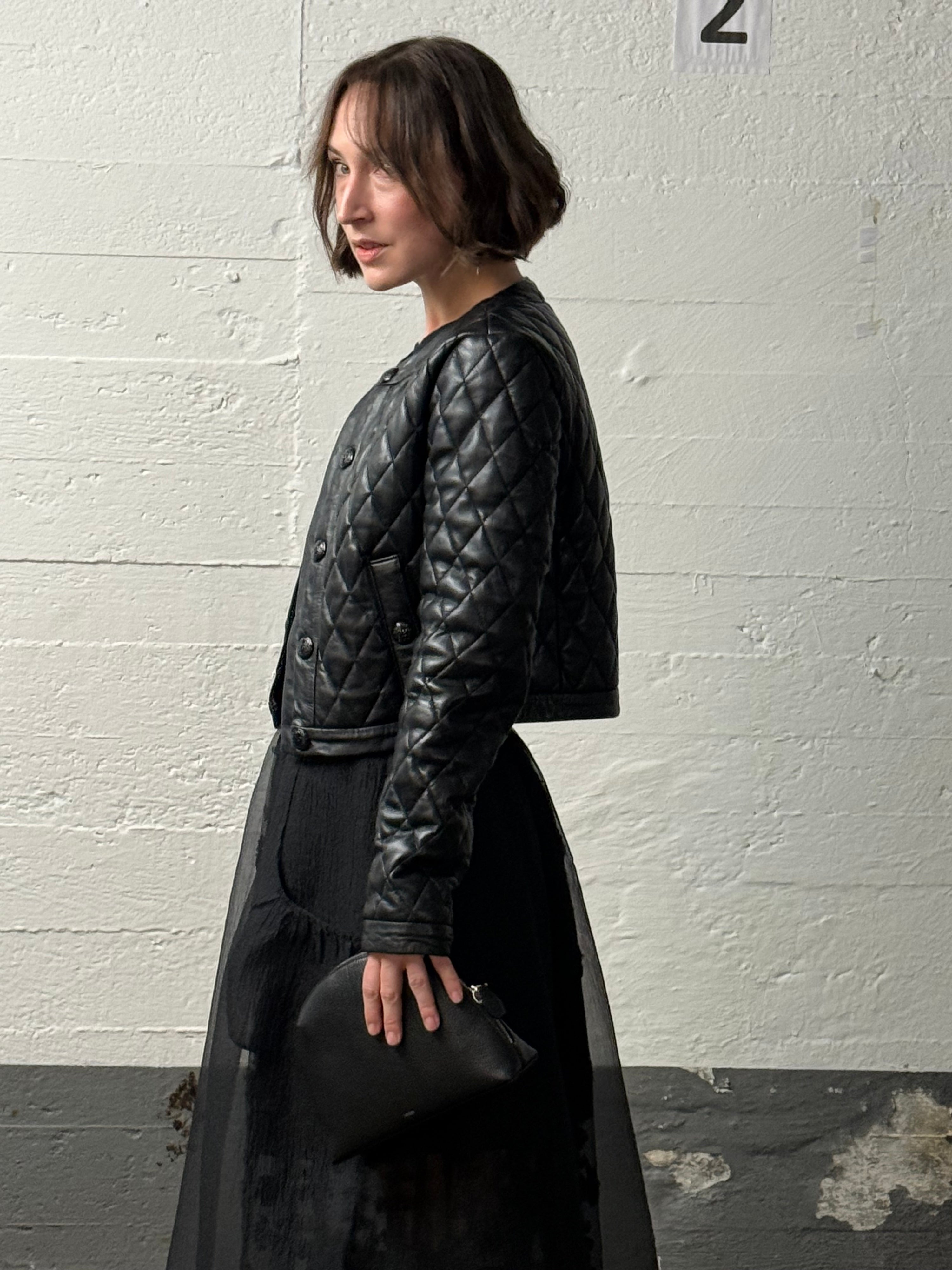 Hock Front, Black, Lederjacke