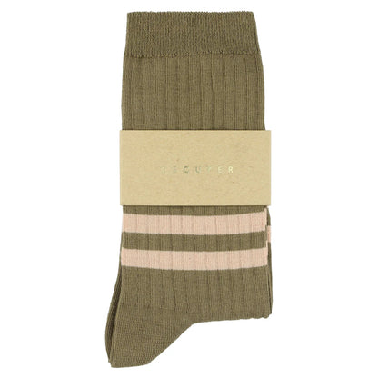 Stripes, Khaki/Pink, Socken