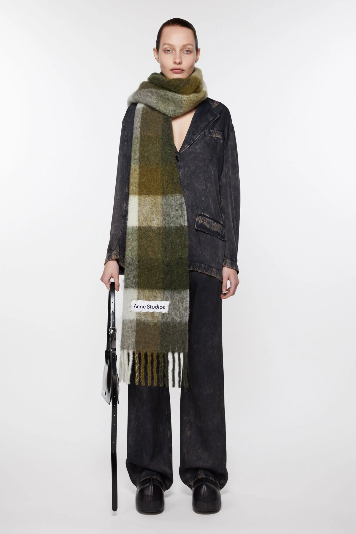 Acne Studios, Woll-Mohair, Green/Caro, Scarf