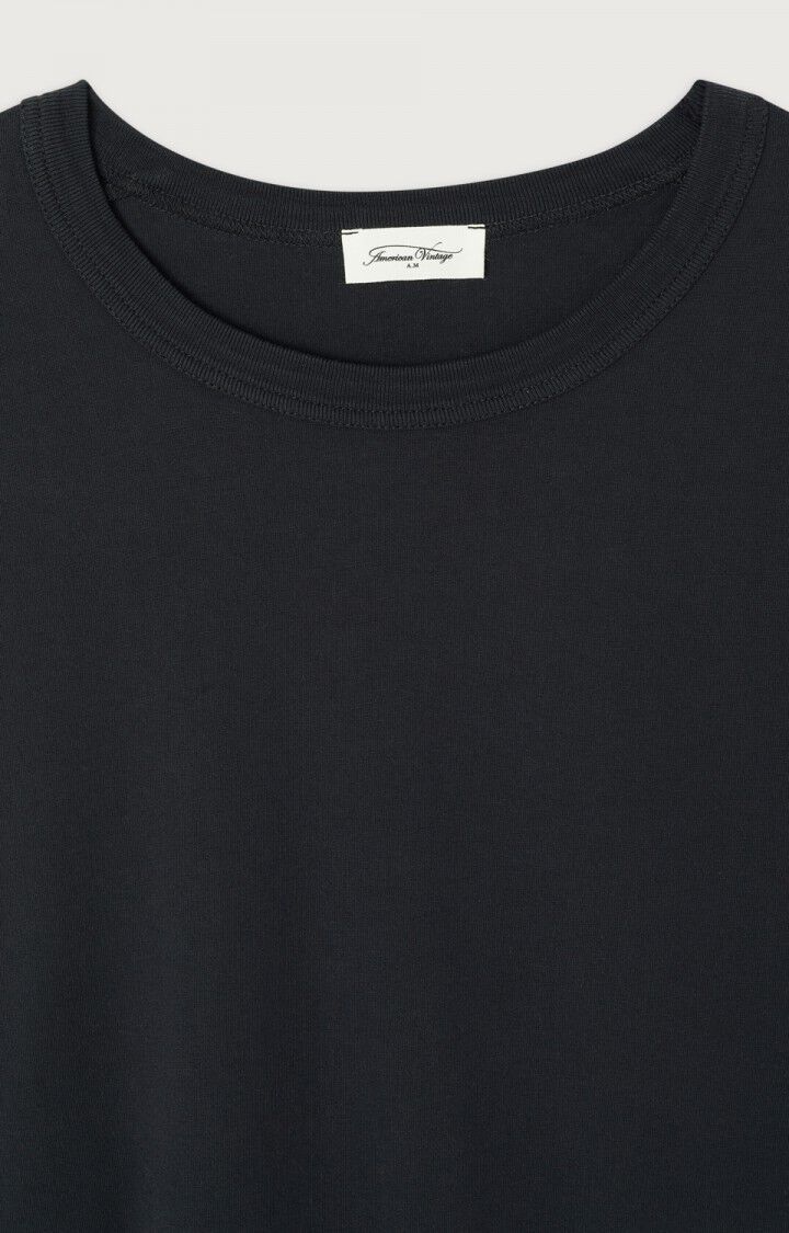 American Vintage Fizvalley Langarm in schwarz - Nahaufnahme von Rundhalsausschnitt 