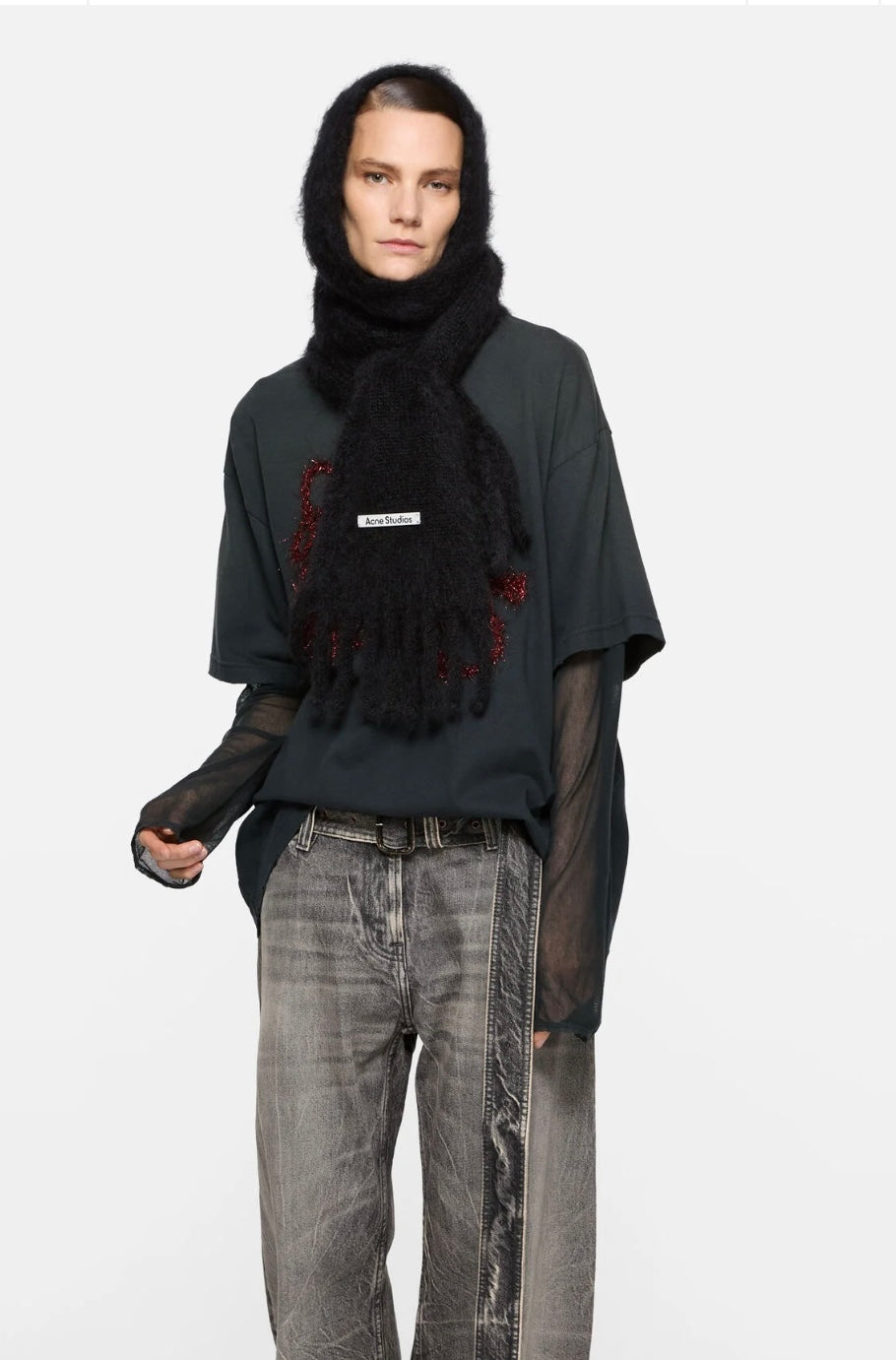 Acne Studios, Alpaka, Grau, Schal