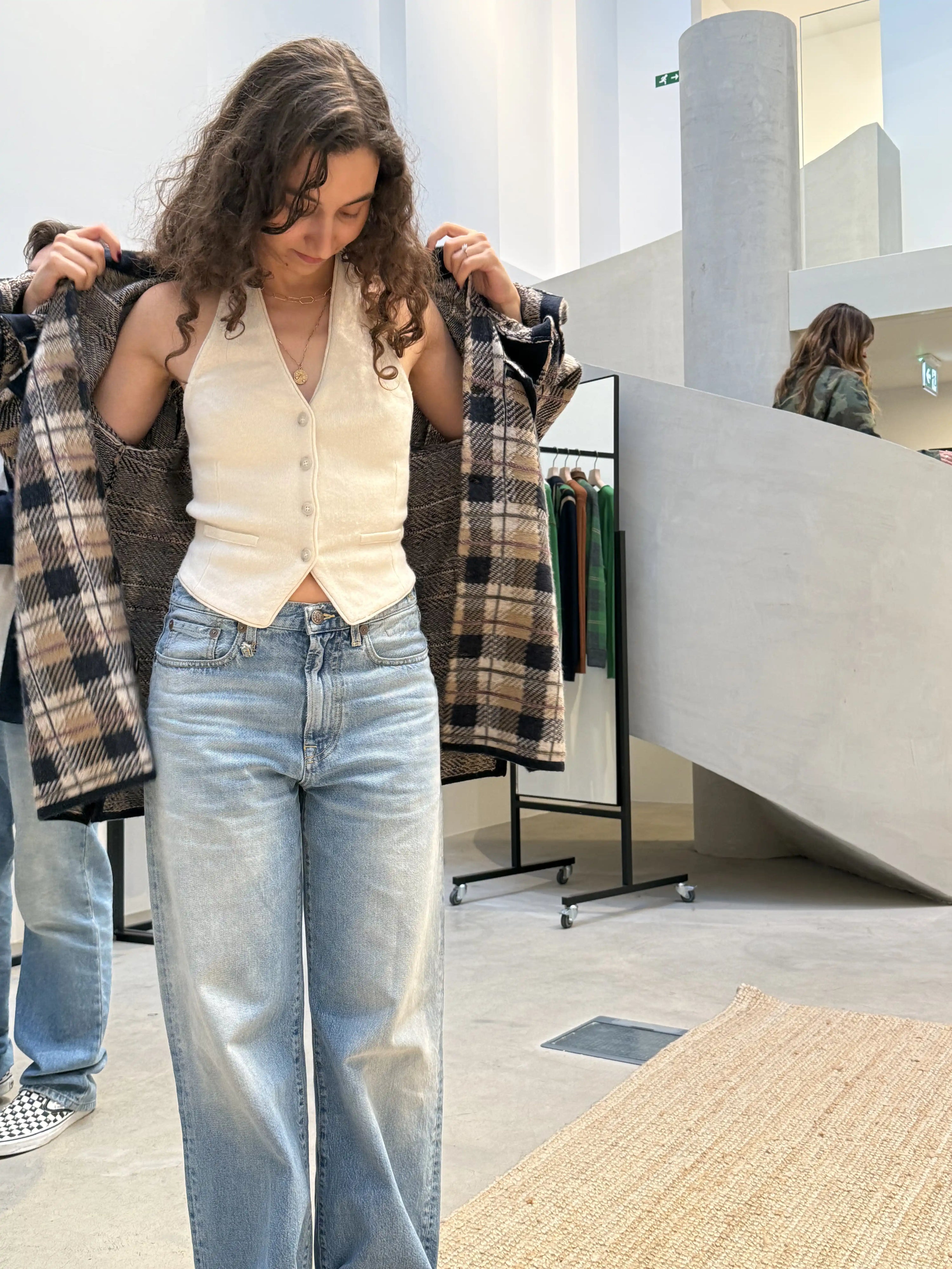 Guest in Residence, Plaid Work Shirt, Camel Combo, Strickjacke