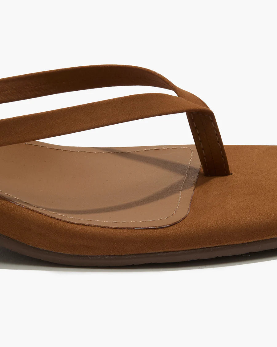 Square Toe Julia, Suede Camel, Flip Flop