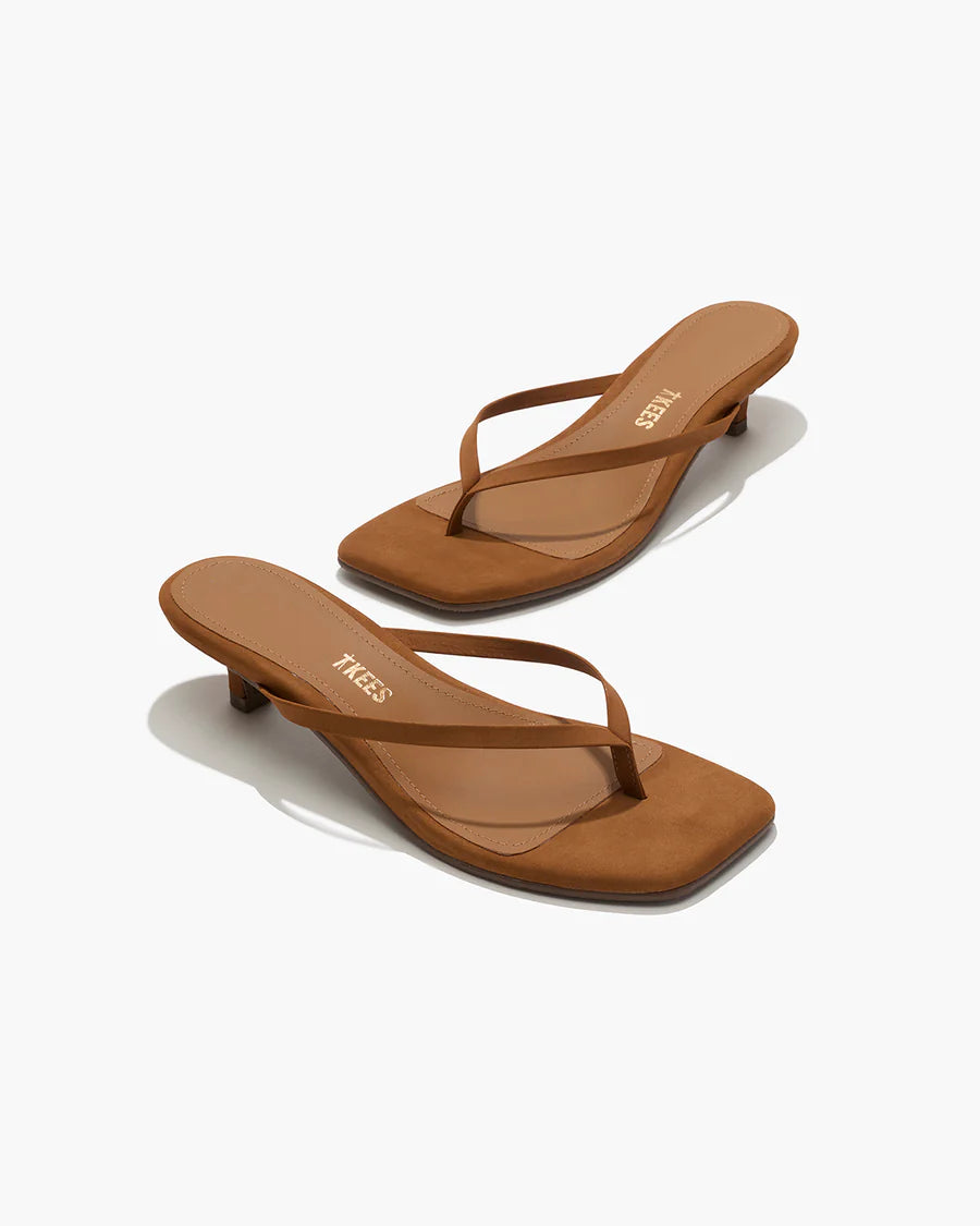 Square Toe Julia, Suede Camel, Flip Flop
