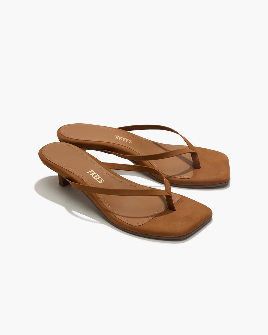 Square Toe Julia, Suede Camel, Flip Flop