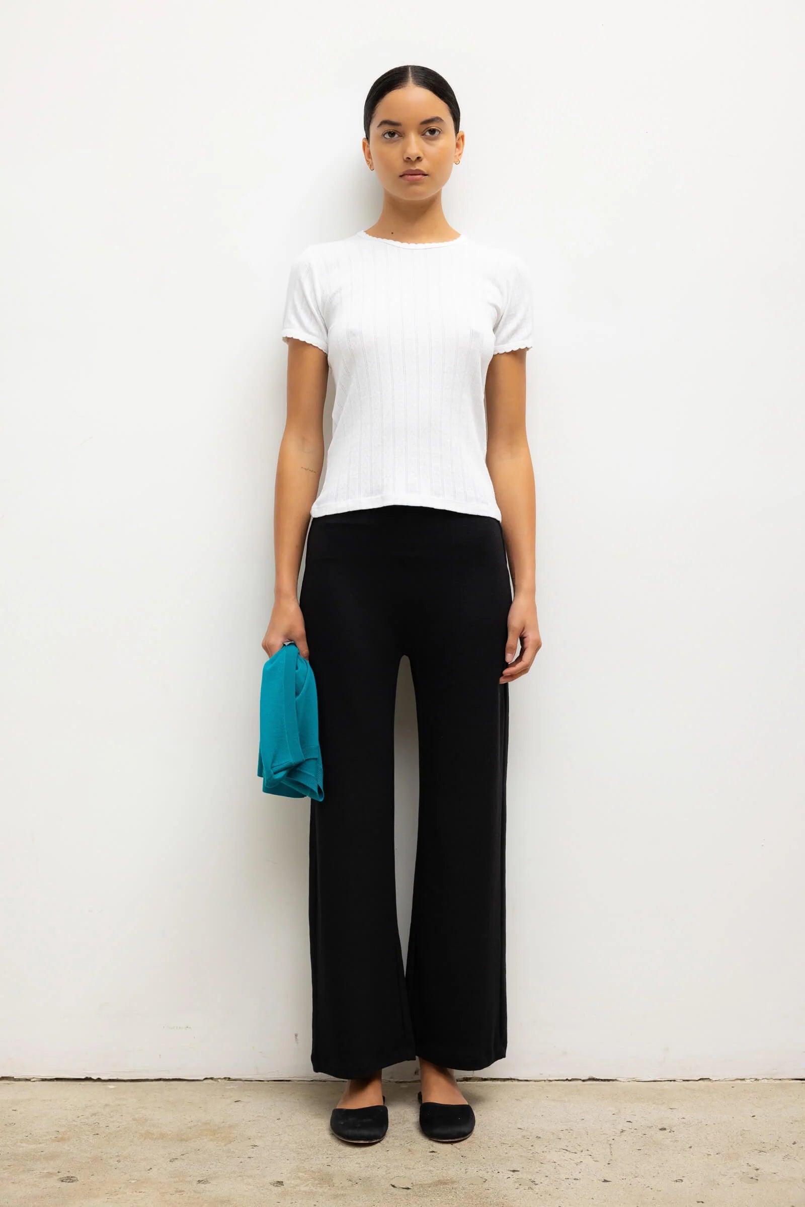 Leset, Pointelle Slim, White, T-Shirt