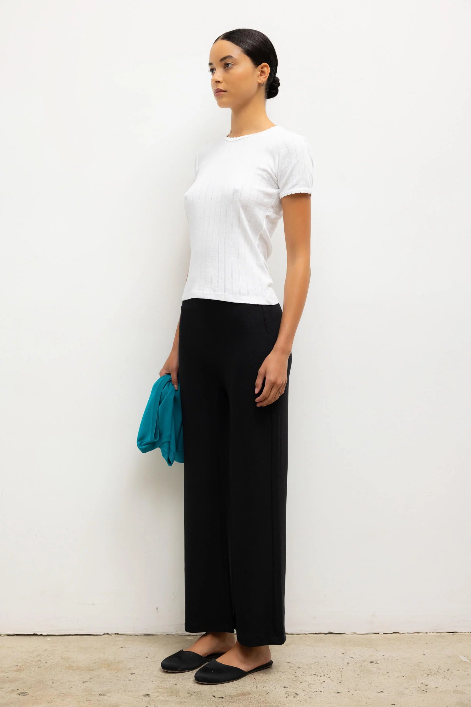 Leset, Pointelle Slim, White, T-Shirt