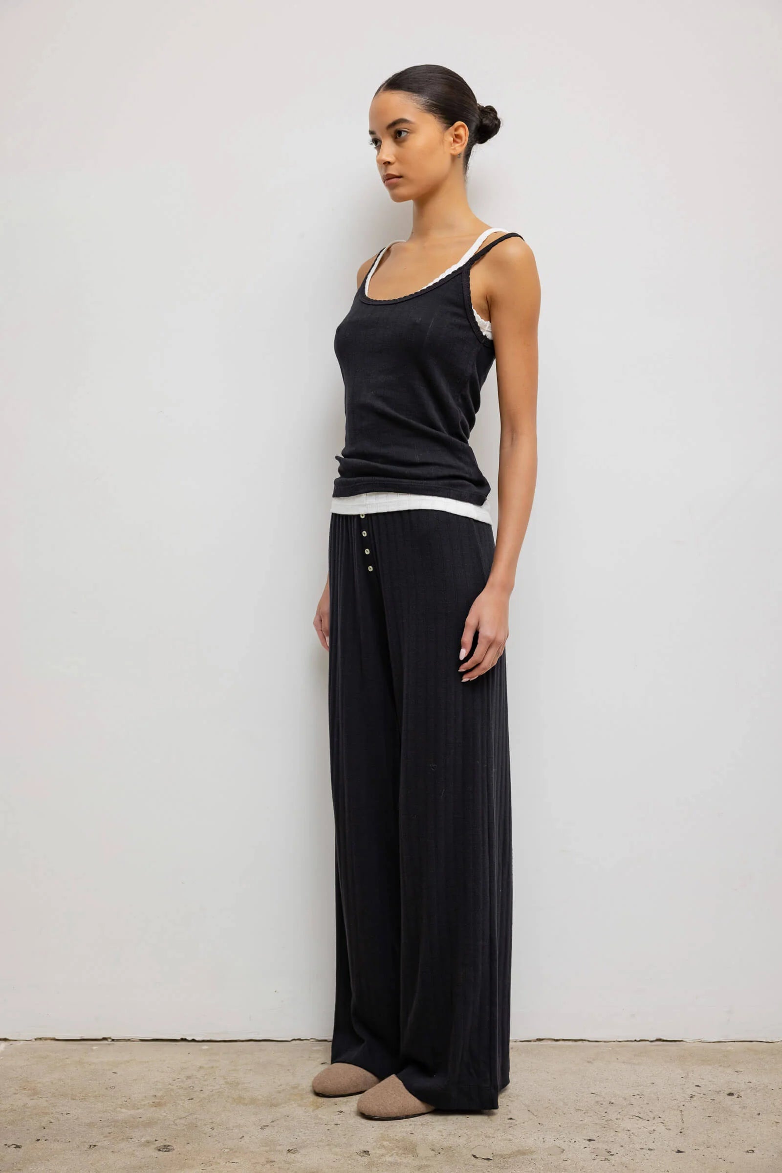 Leset, Pointelle Classic Tank, Black, Top