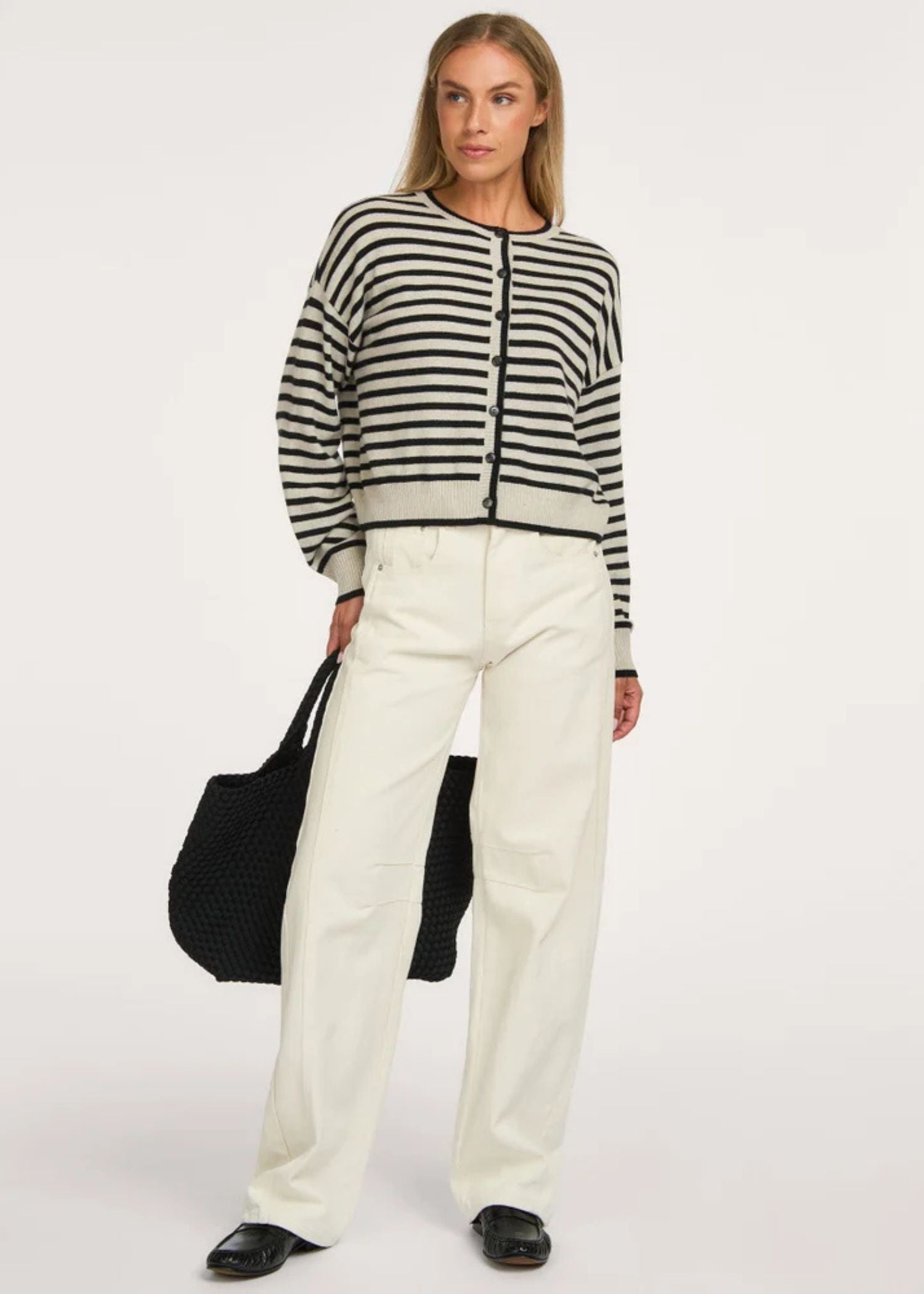 Lisa Yang, Marit, Oyster / Black, Strickjacke