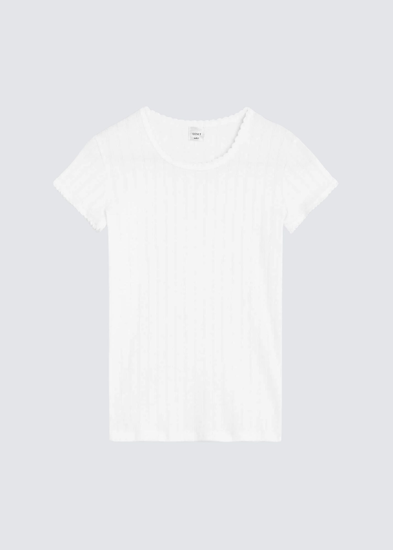 Leset, Pointelle Slim, White, T-Shirt