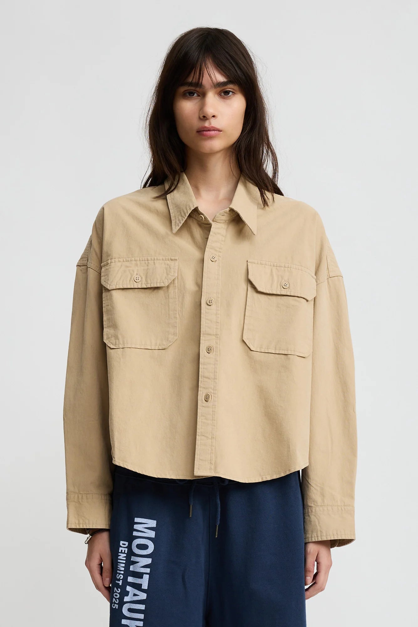 Cropped, Light Khaki, Utility Hemd