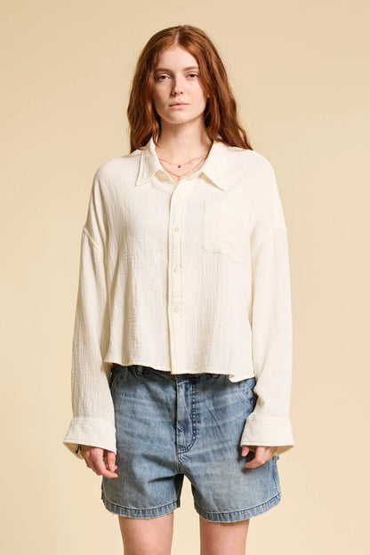 Cropped, Ecru Gauze, Shirt