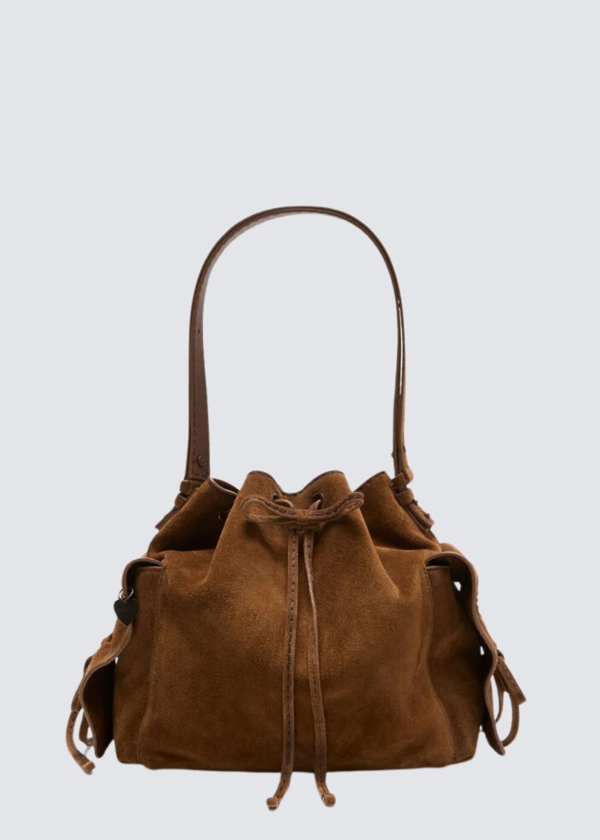 Acne Studios, Multipocket Bucket Suede, Cognac, Tasche