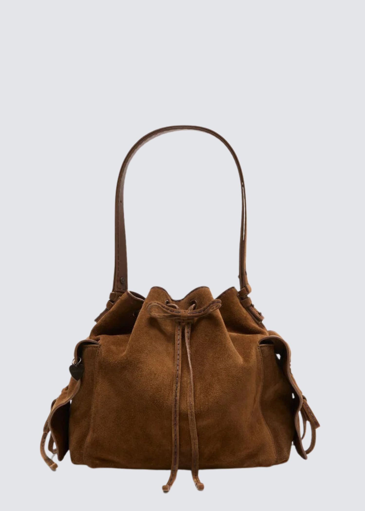 Acne Studios, Multipocket Bucket Suede, Cognac, Tasche