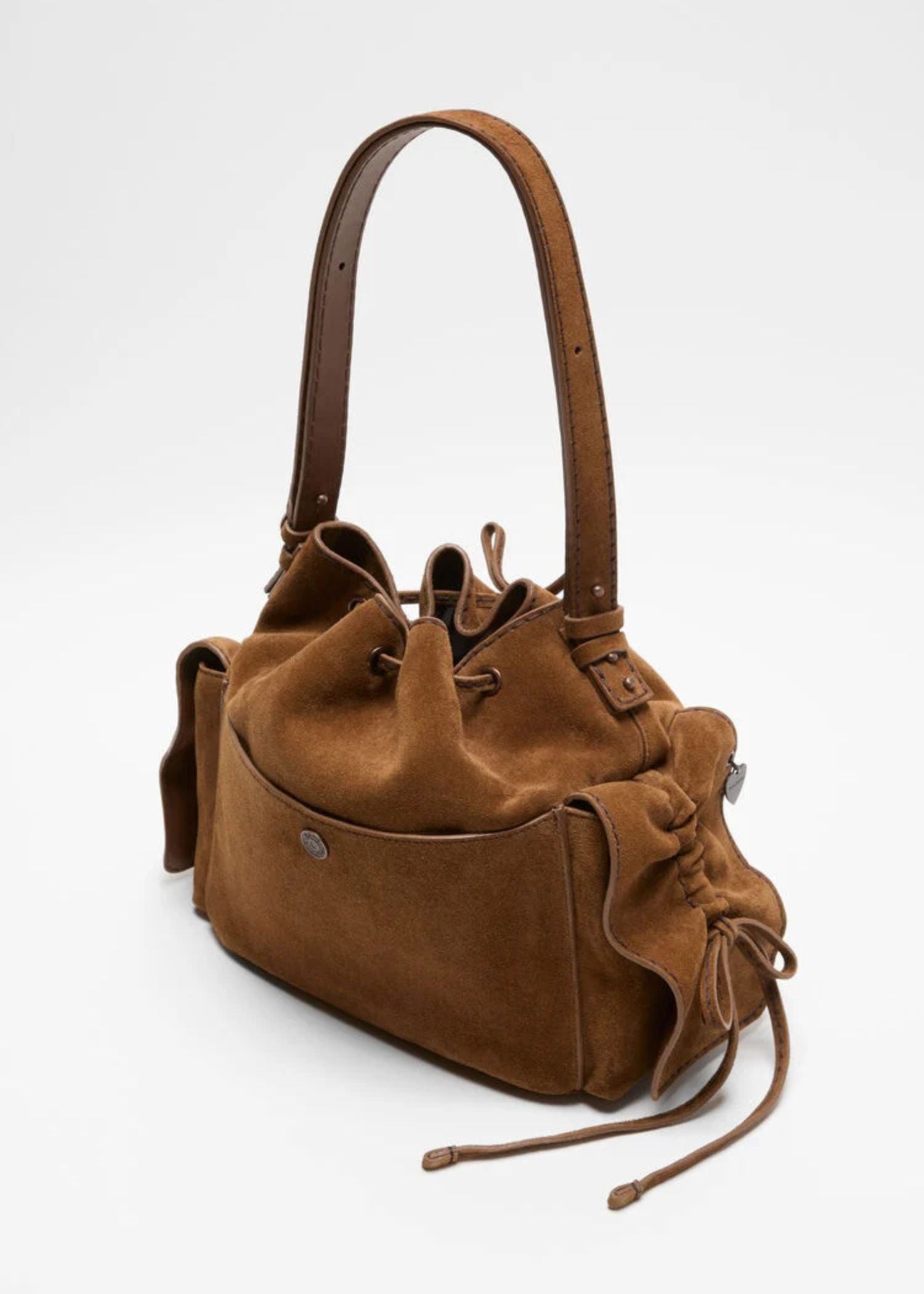 Acne Studios, Multipocket Bucket Suede, Cognac, Tasche