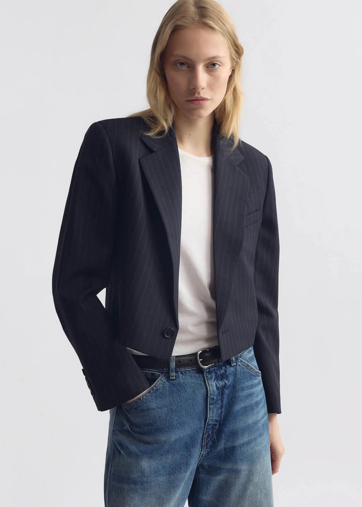 Nili Lotan, Swan Jacket, Midnight Pinstripe, Blazer