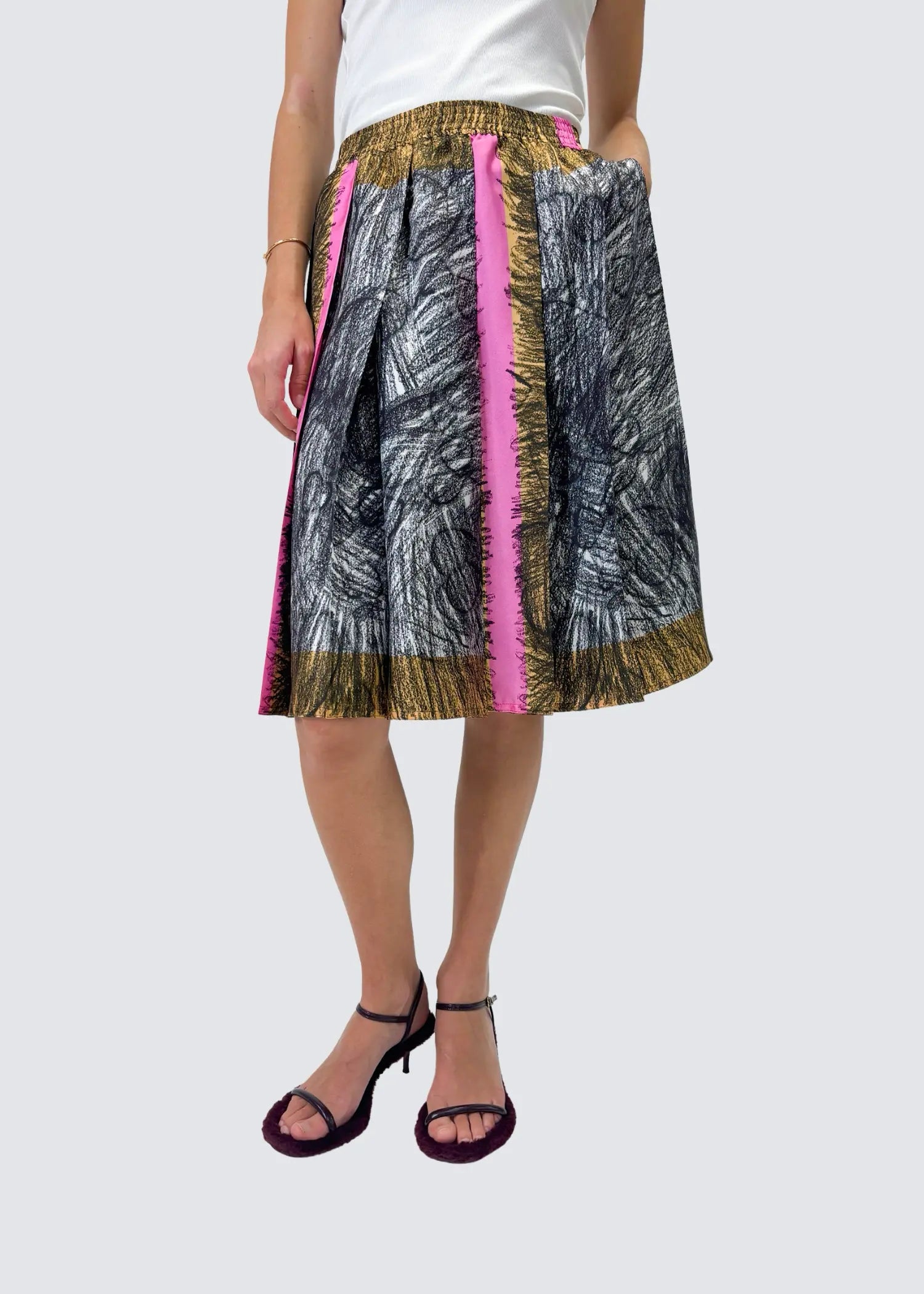 Odeeh, Foulard Scribbles, Black/White/Pink, Rock