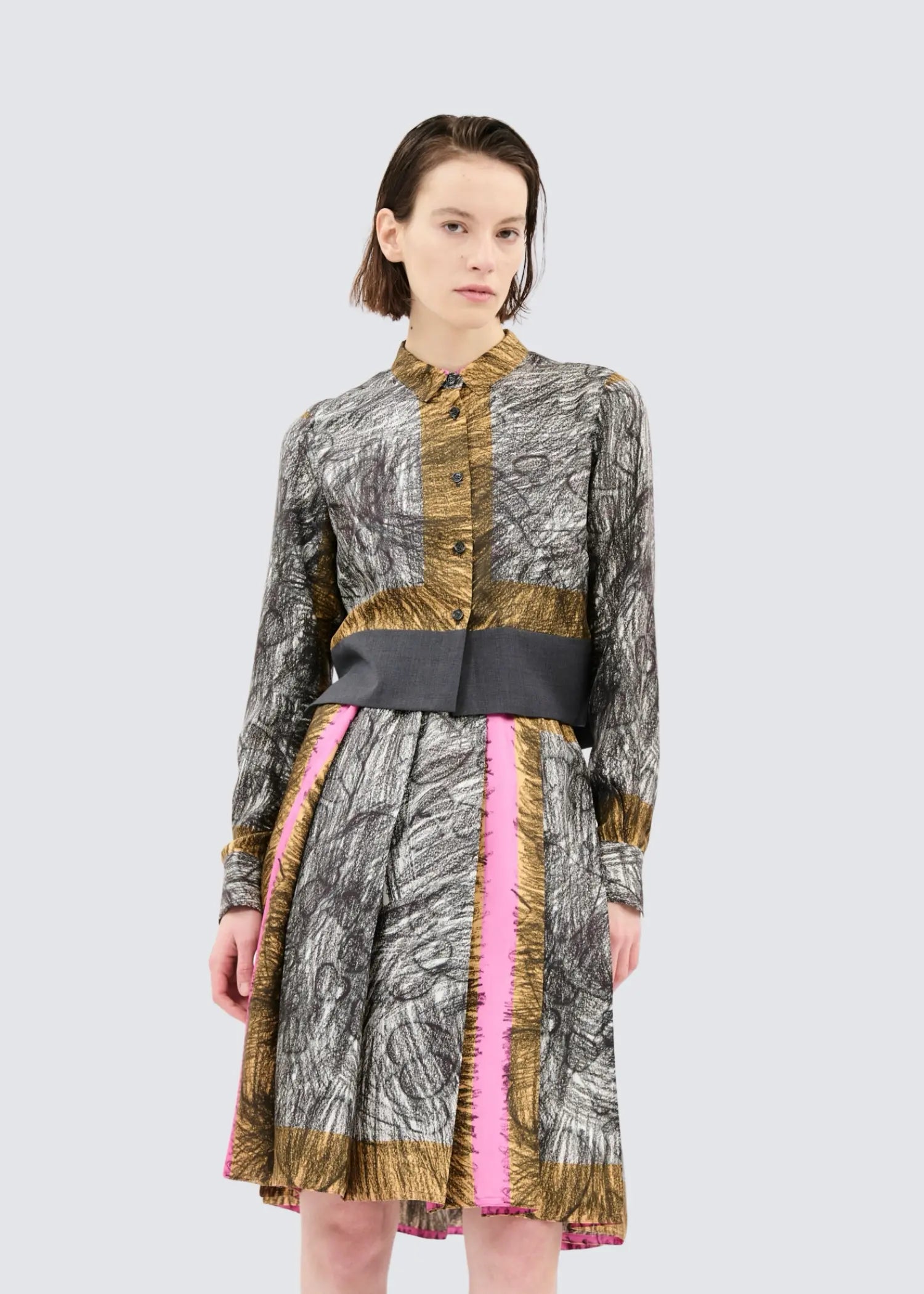 Odeeh, Foulard Scribbles, Black/White/Pink, Rock