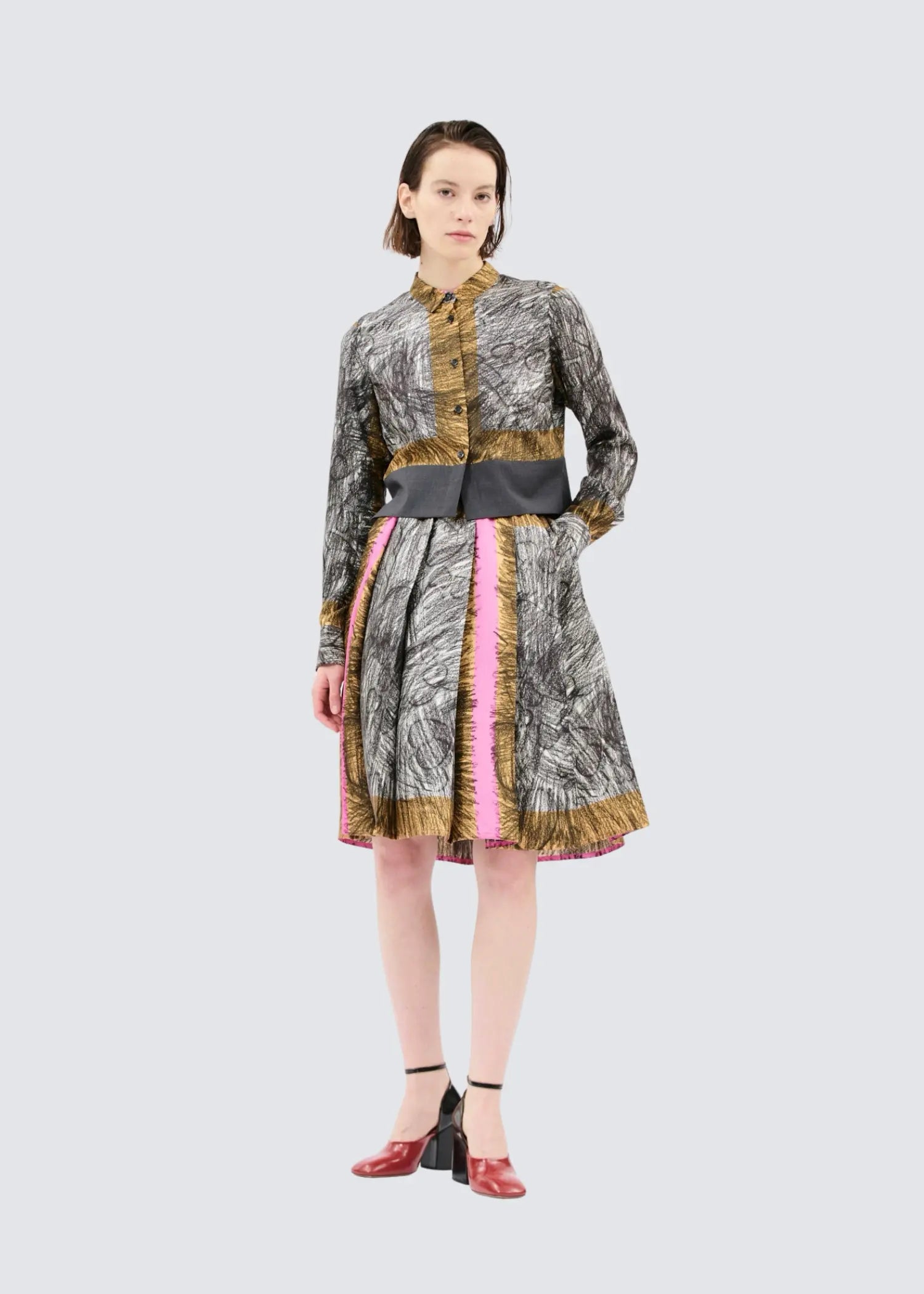 Odeeh, Foulard Scribbles, Black/White/Pink, Rock