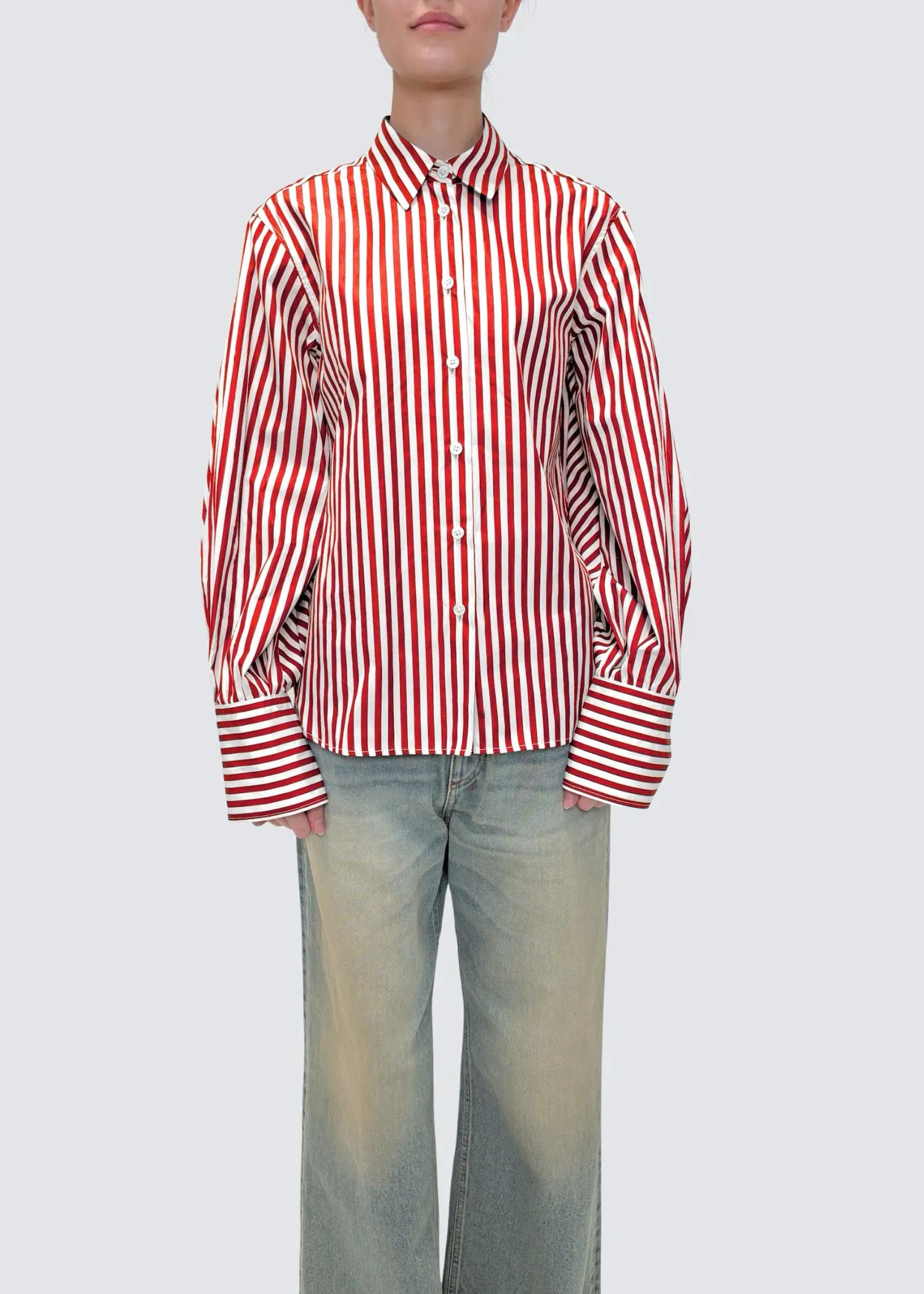 Odeeh, Thomas Mason/Roman Stripe, True Red, Bluse