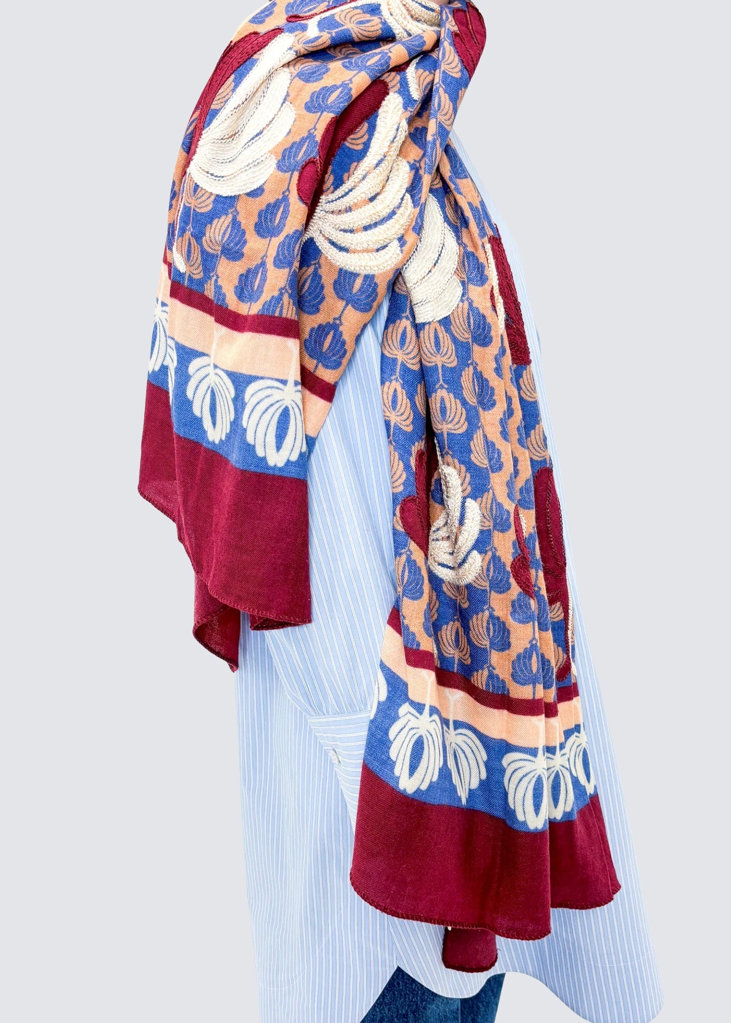 Palm Fans, Burgundy, Schal