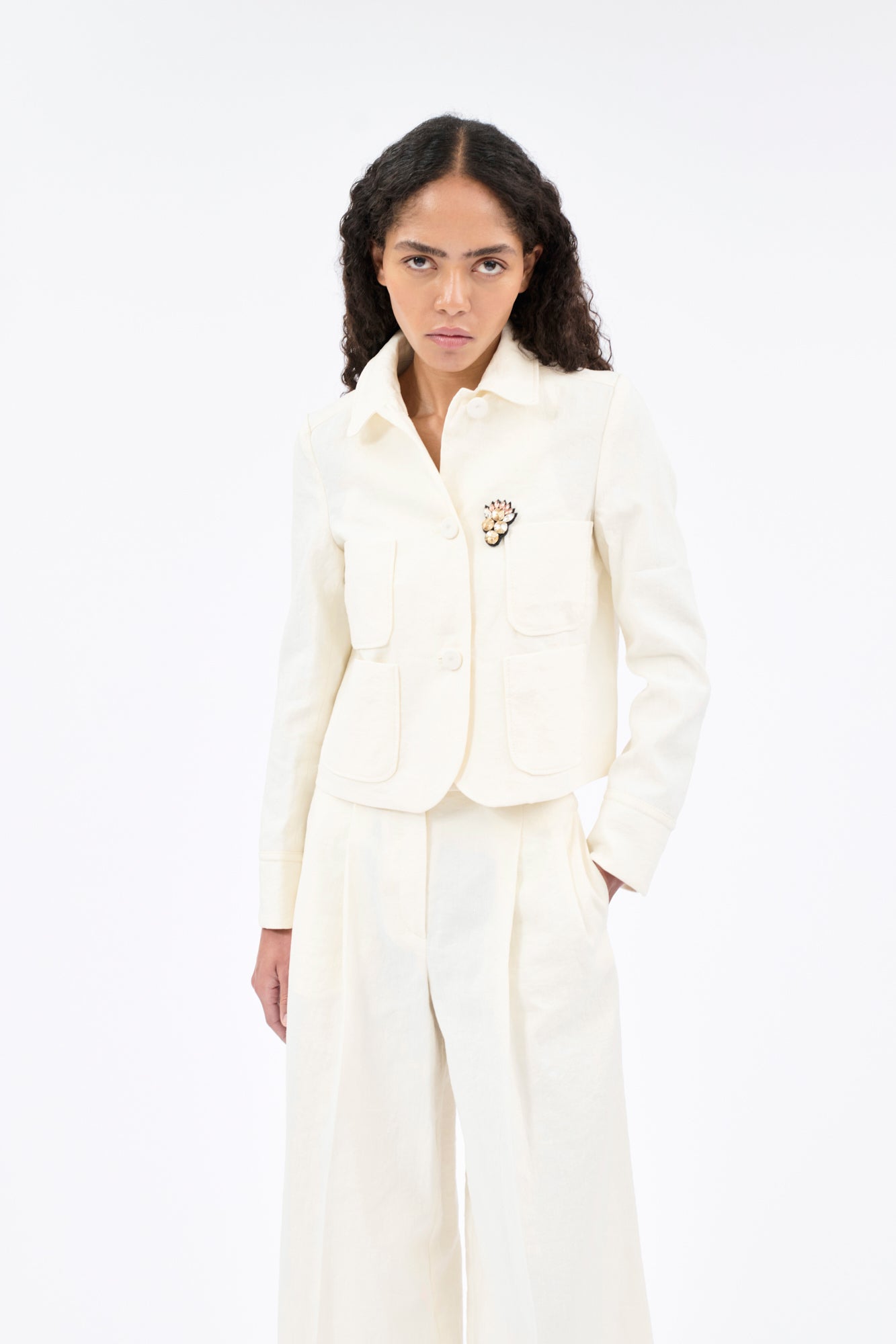 Odeeh, Structured Cotton Linen, Off White, Blazer