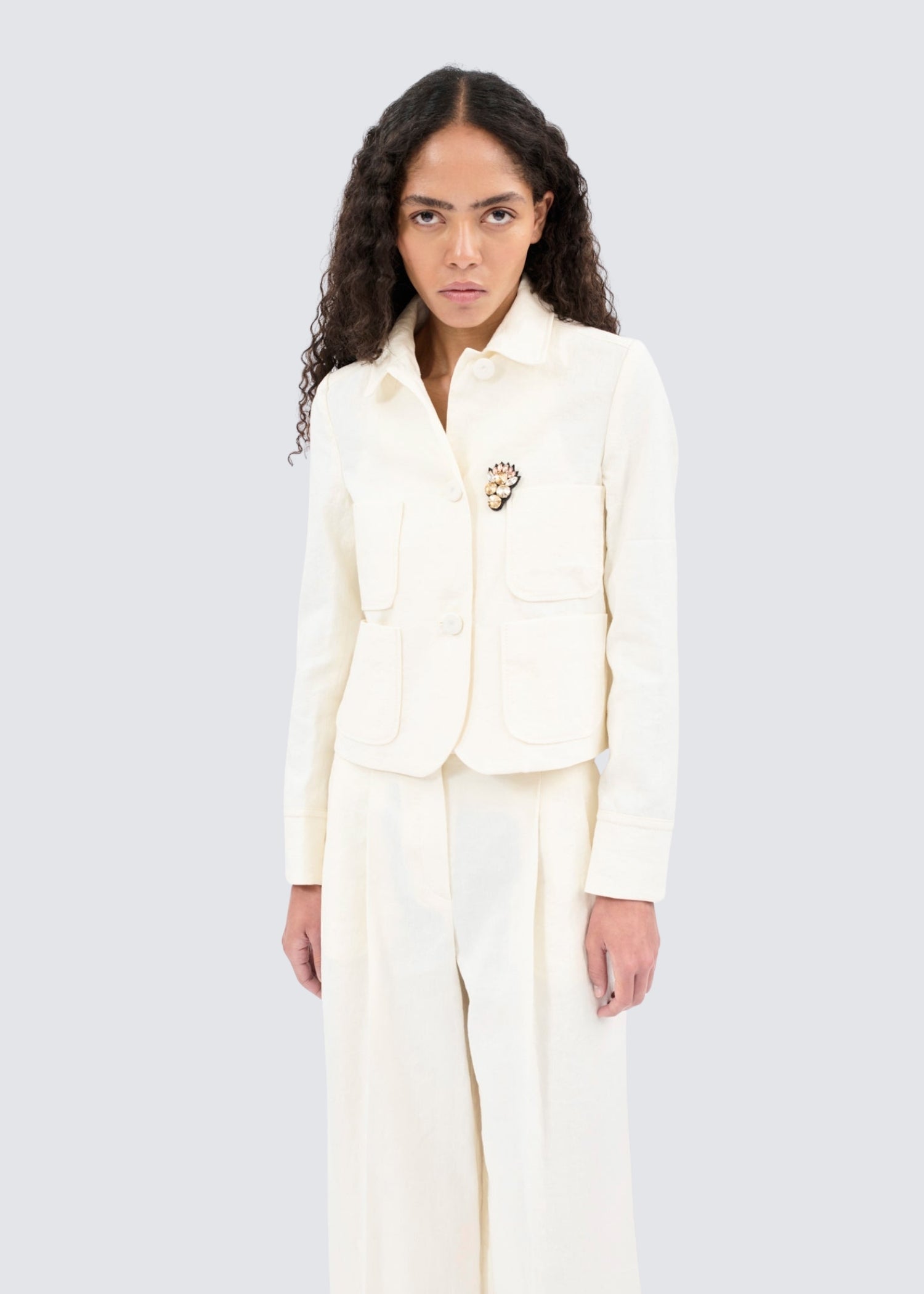 Odeeh, Structured Cotton Linen, Off White, Blazer