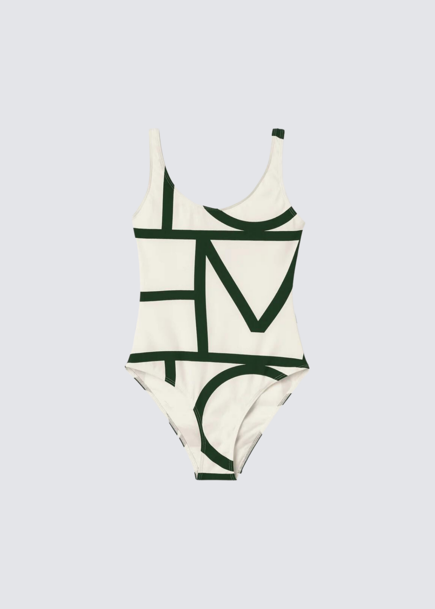 Monogram Suit, Ecru/Green, Swimsuit