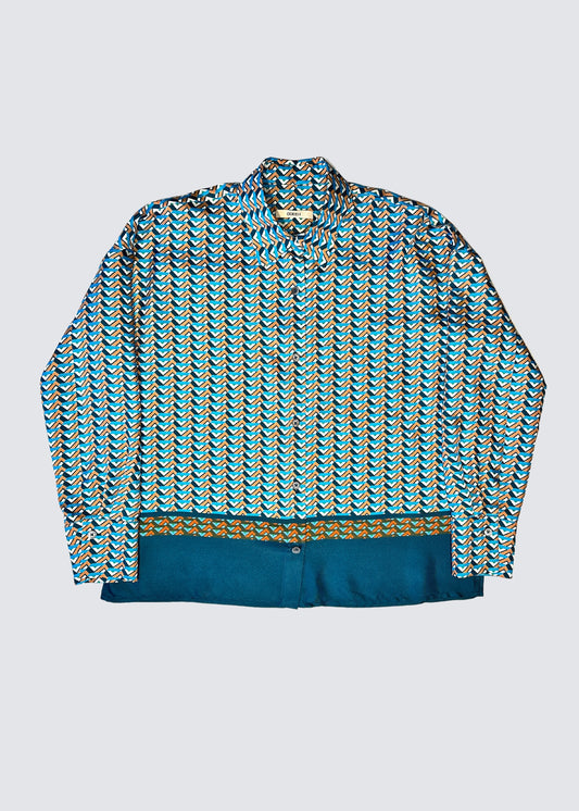 Graphic Silk, Turquoise Blue, Bluse