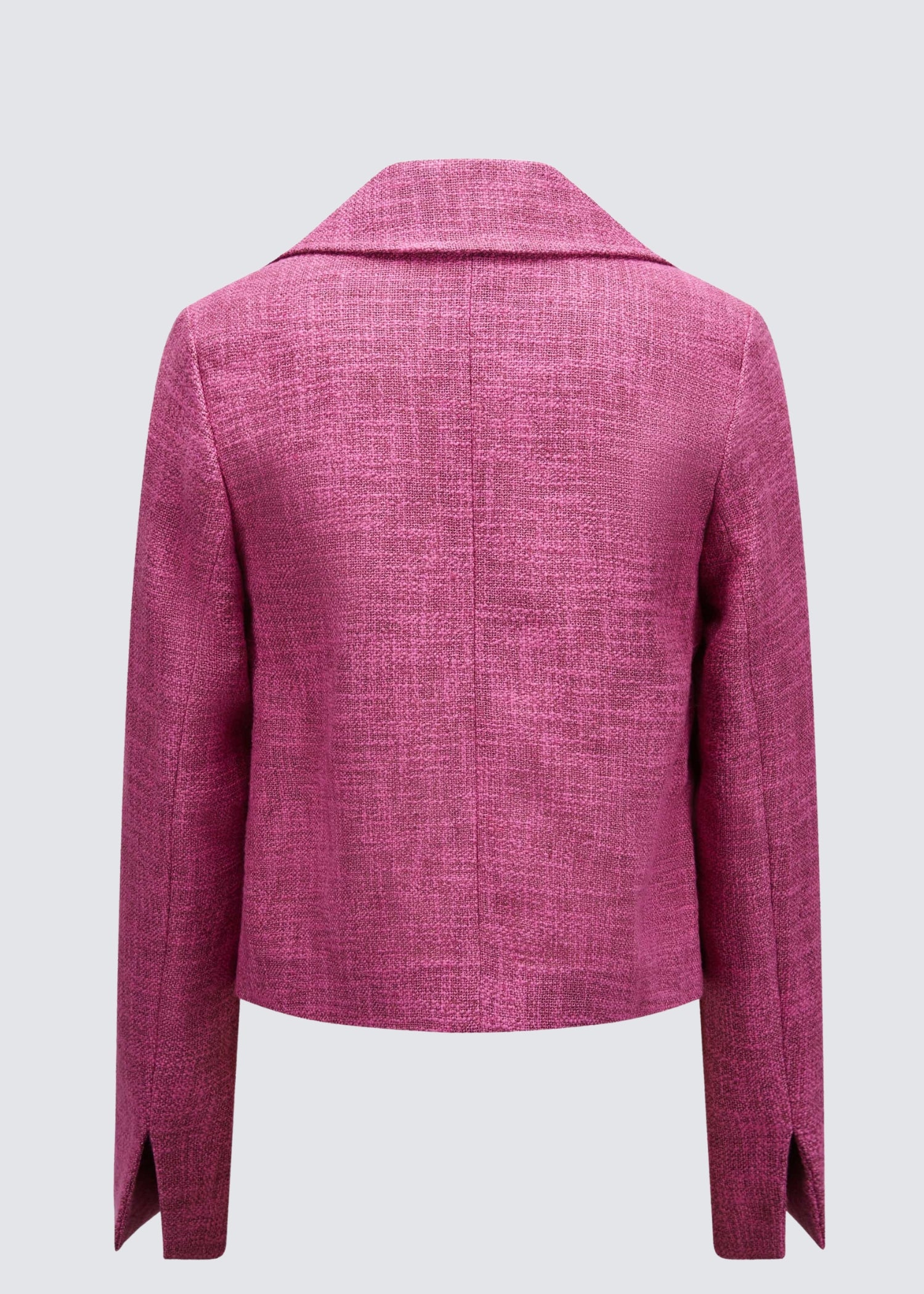 Pinke Blazer Jacke mit aufgesetzten Taschen. Flat Shot, Rückseite.