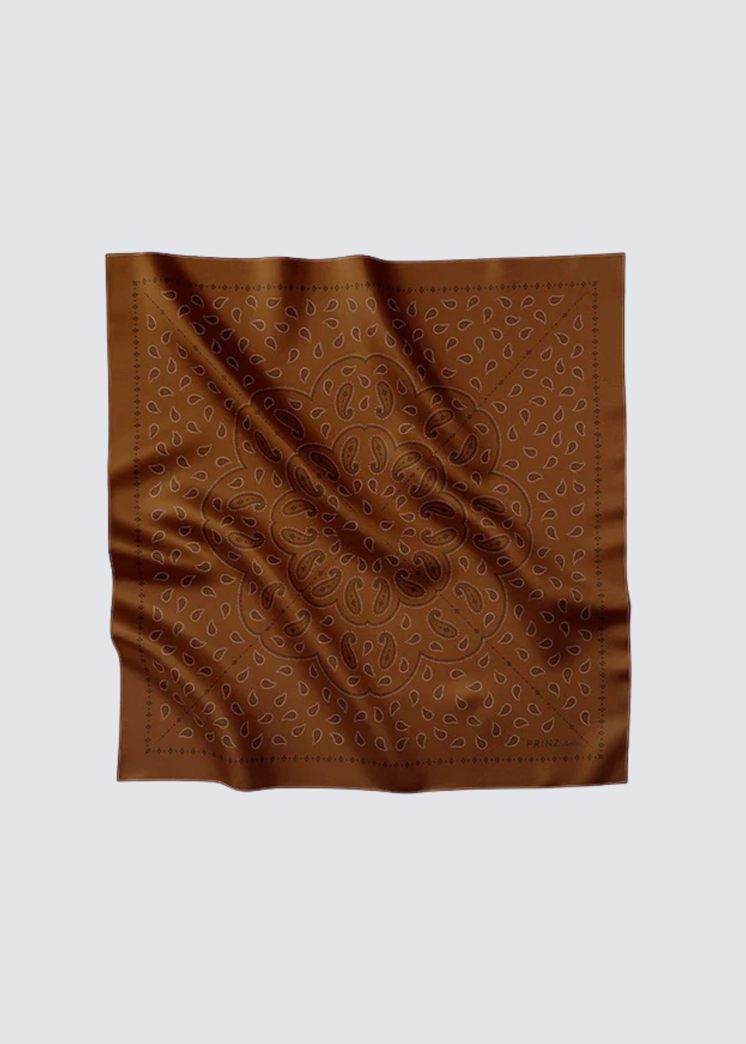 Prinz Berlin bronze Paisley mit Musterung, man sieht weiße Ornamente auf bronze Farbenden Grund. Flatshot. 