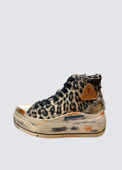 Kurt, Distressed Light Leopard, High Top Sneaker