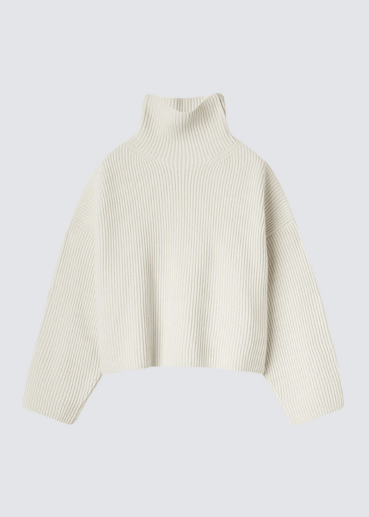 Wool Blend, Bone, Rib Sweater