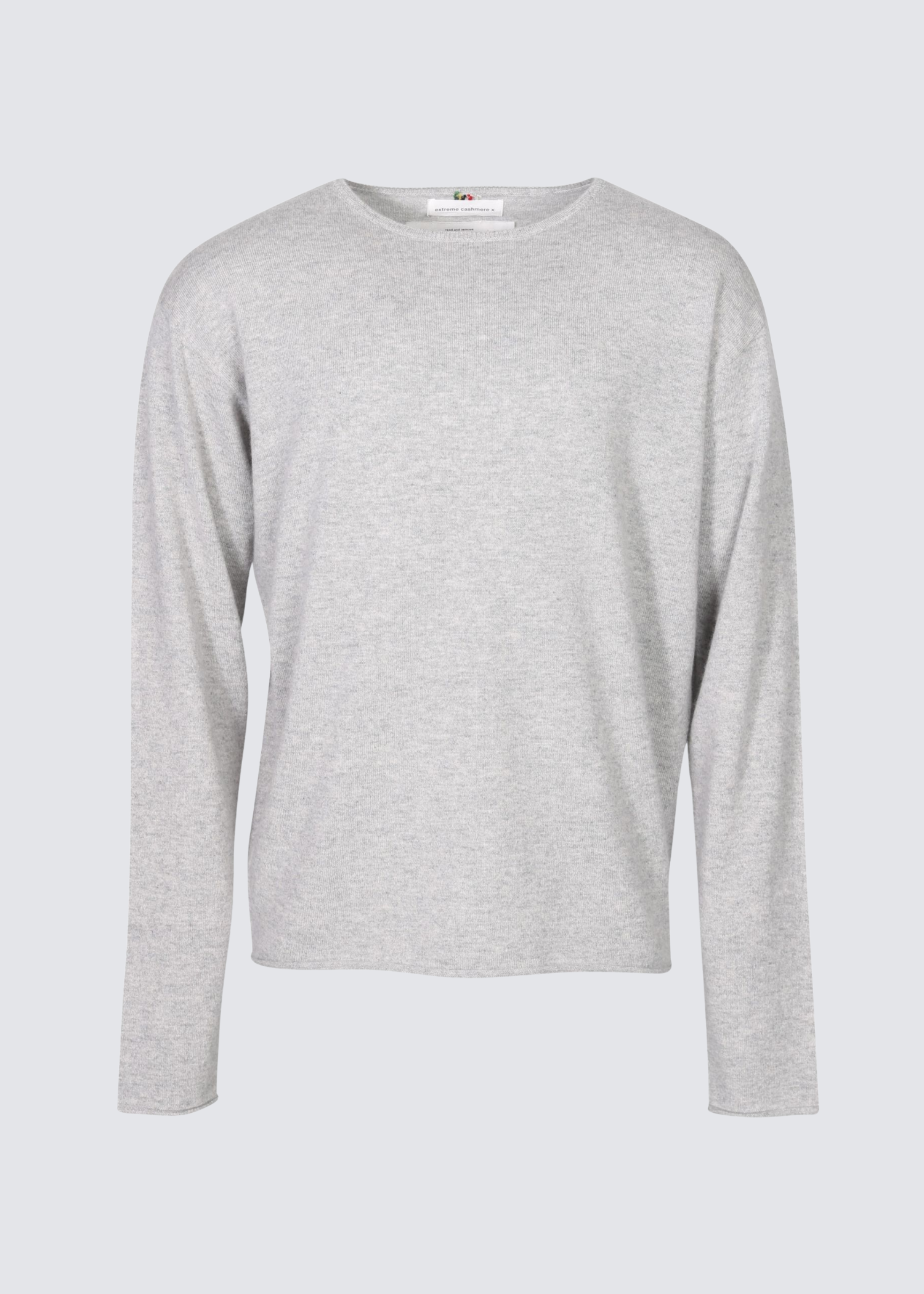 Extreme Cashmere grauer Pullover aus Kaschmir-Baumwoll-Mix - Flatshot von vorne