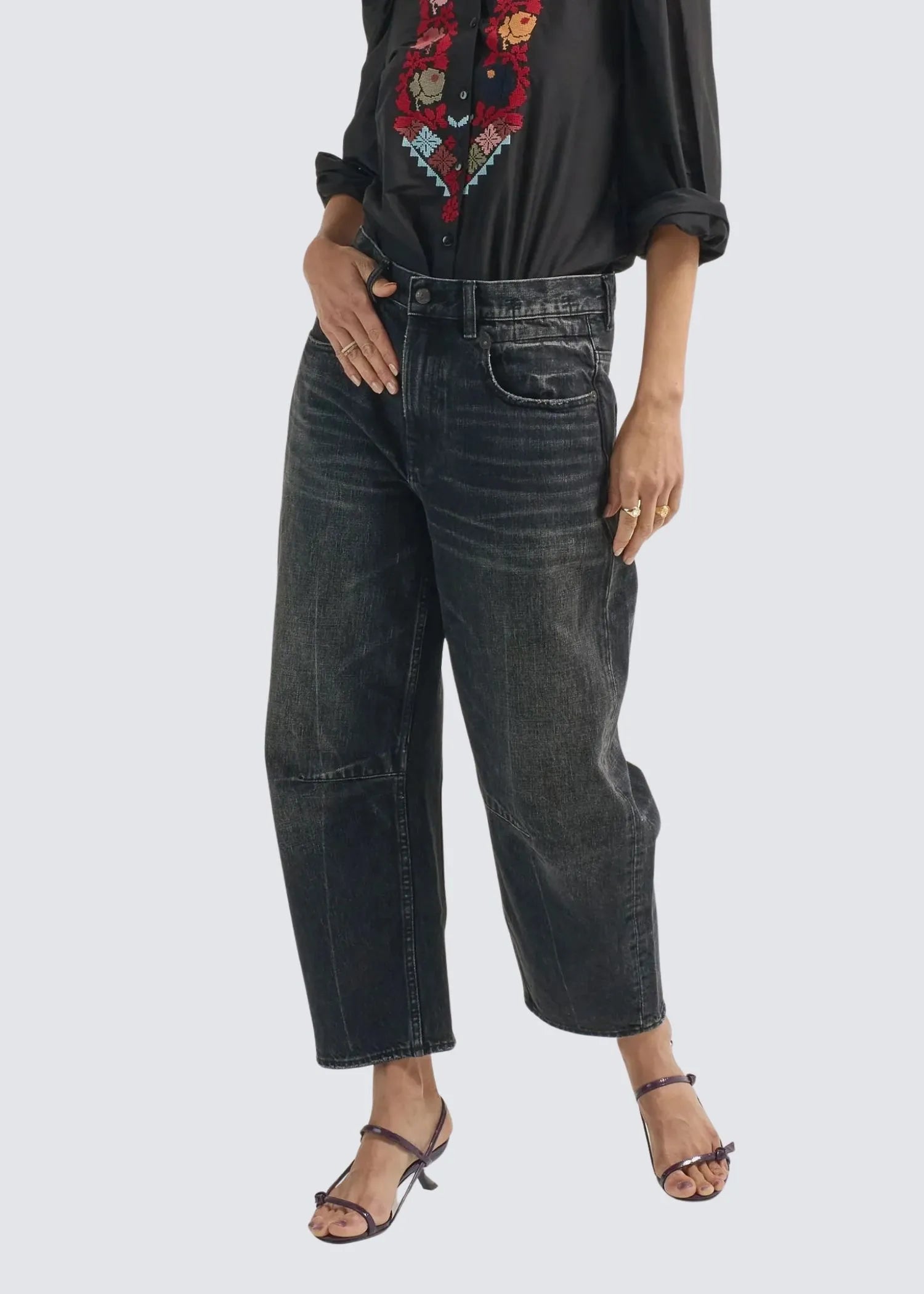 R13, Articulated Knee X-Boyfriend, Brixton Black, Jeans