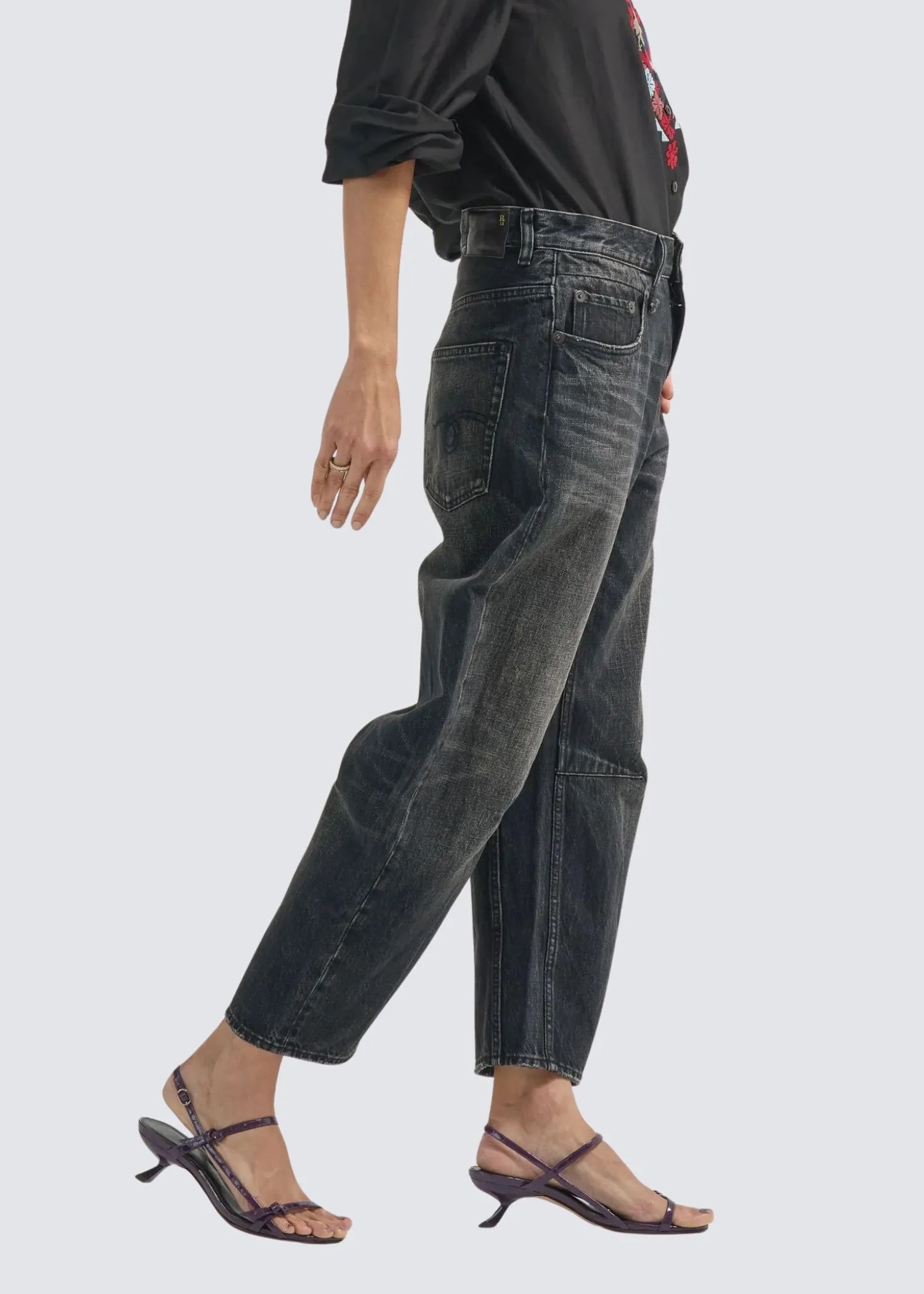 R13, Articulated Knee X-Boyfriend, Brixton Black, Jeans