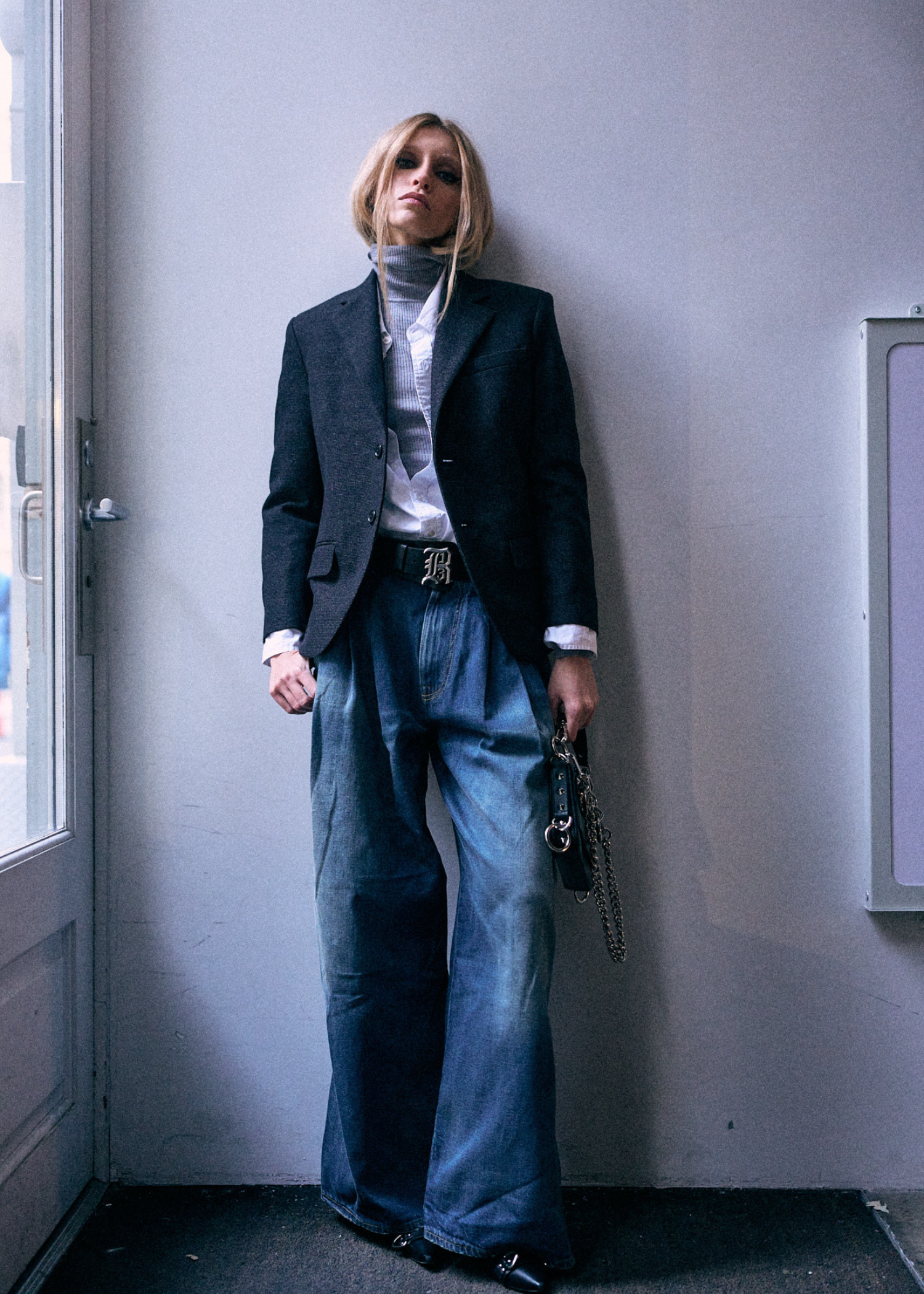 R13, Boyfriend Notch Lapel, Charcoal Grey, Blazer