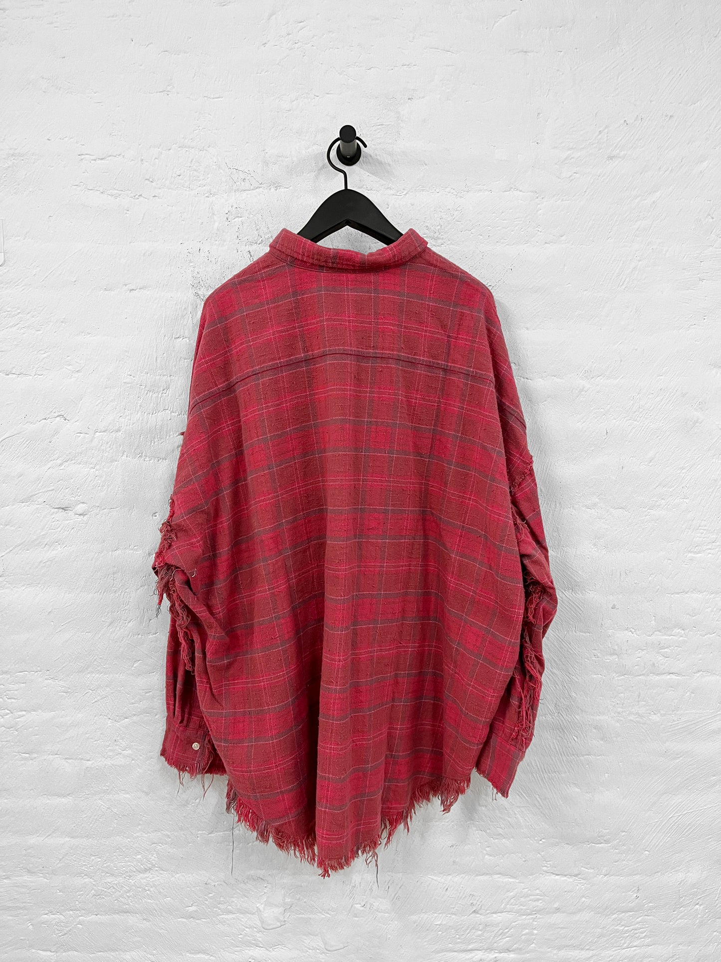 Shredded-Seam-Drop, Rasberry Plaid, Hemd