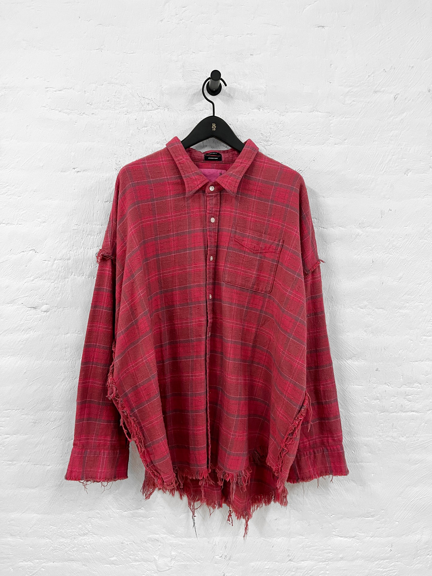 Shredded-Seam-Drop, Rasberry Plaid, Hemd