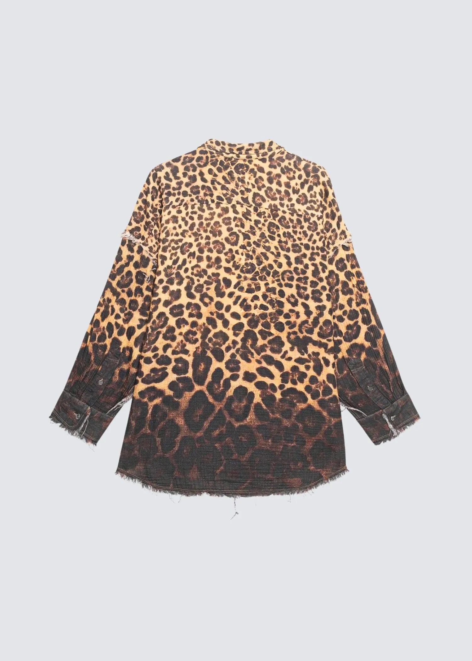 R13, Reversible Shredded Seam Drop Neck, Dipped Brown Leopard, Hemd