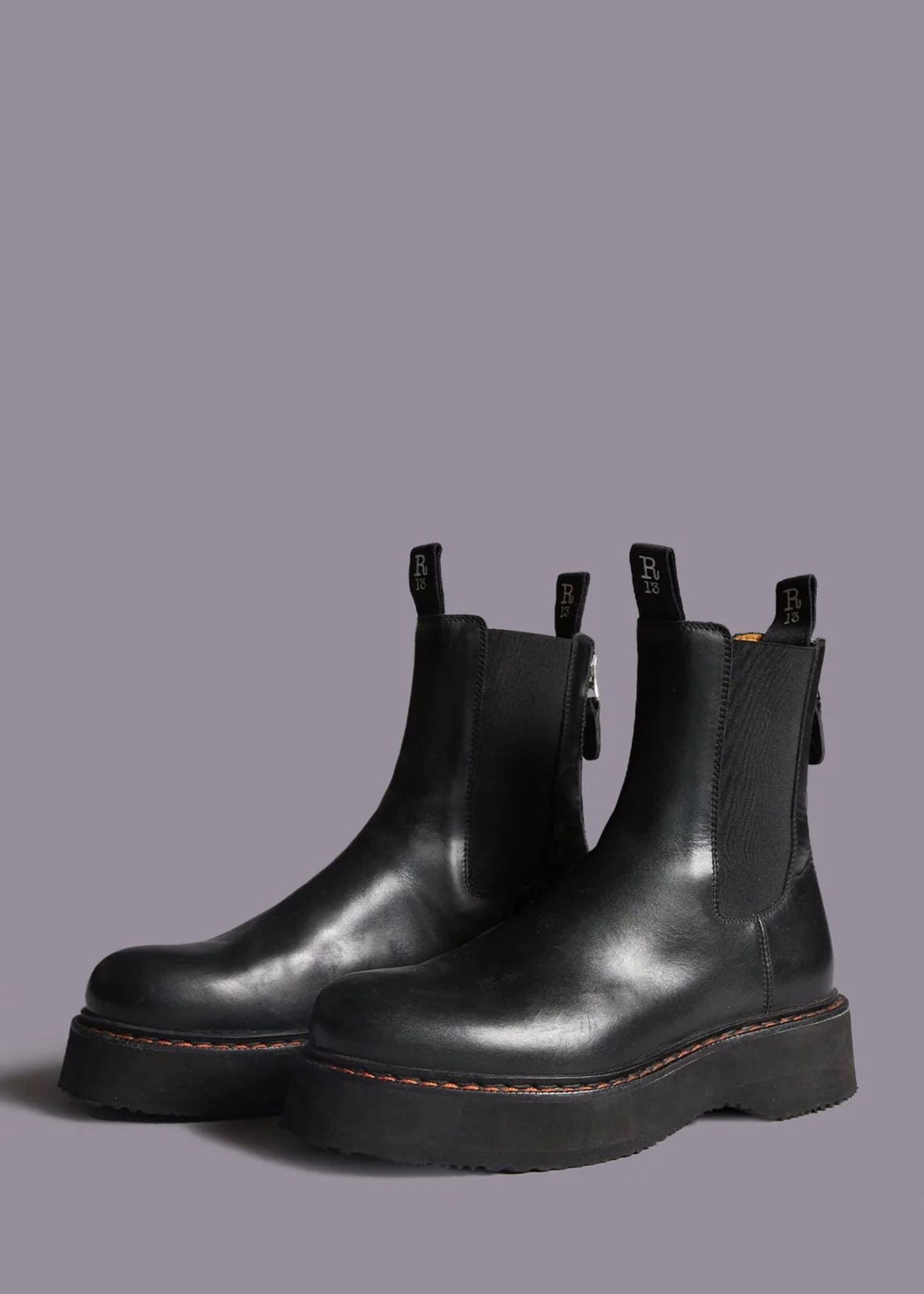R13, Single Stack Chelsea, Black, Boot