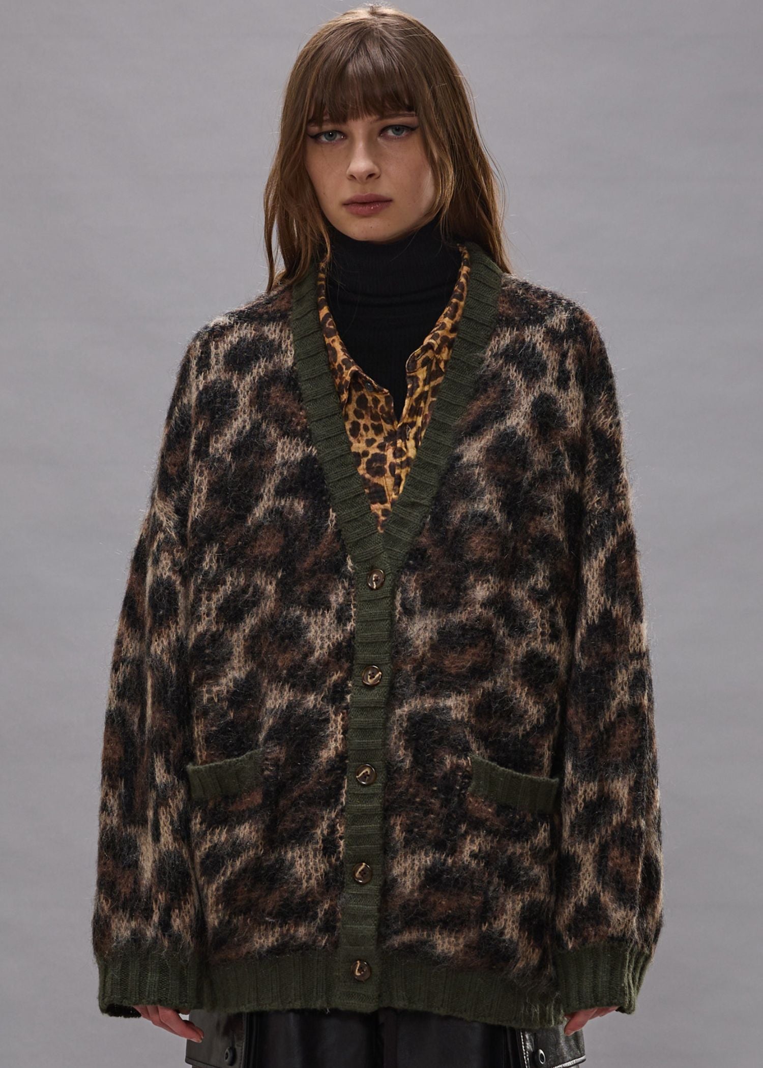 R13, Brown Leopard Mohair, Cardigan