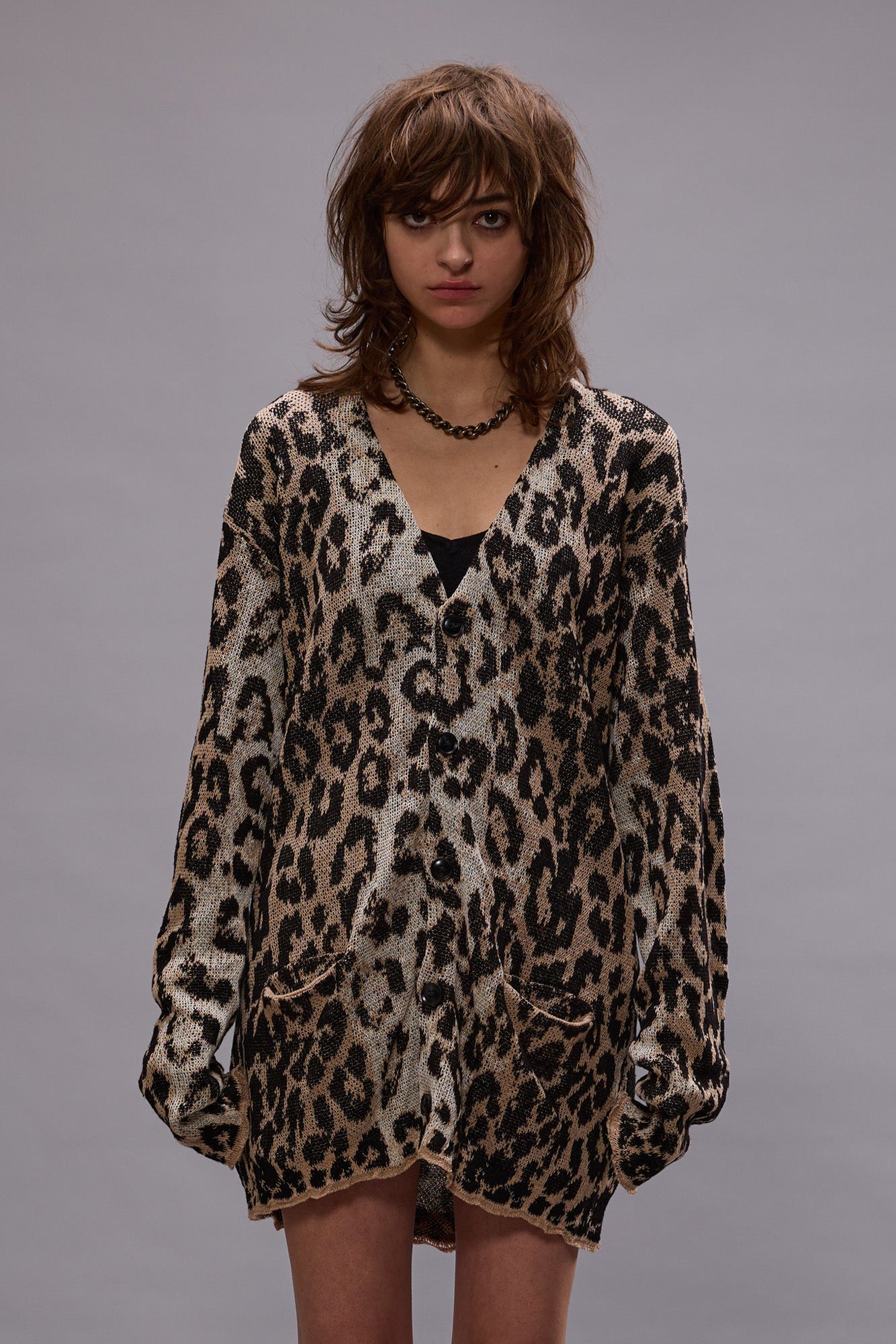 Light Leopard Jacquard, Boyfriend Cardigan