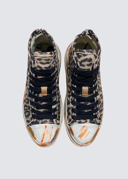 Kurt, Distressed Light Leopard, High Top Sneaker